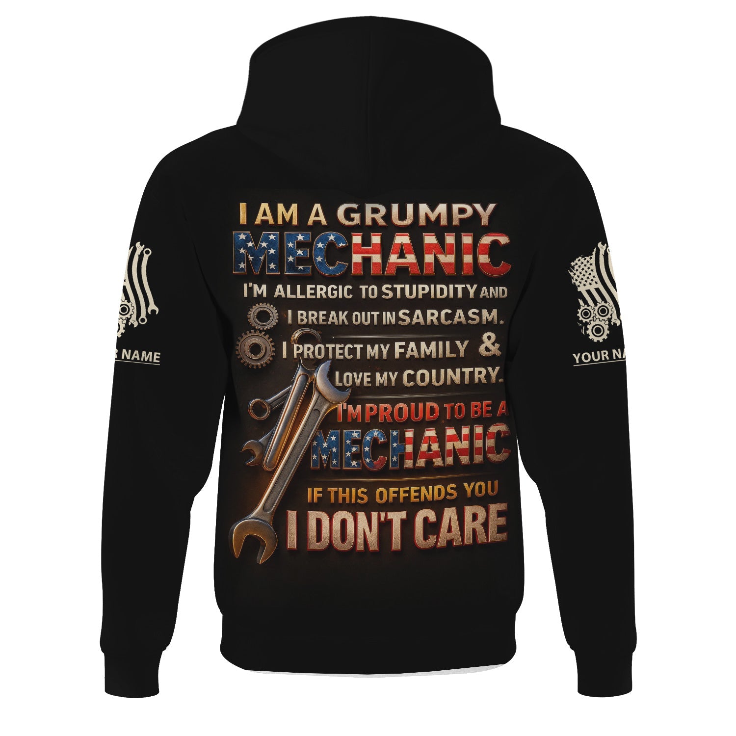 Blisscorners Personalized T-Shirt I'm Proud To Be A Mechanic Love Family And Country USA Flag Design Shirt For Mechanics