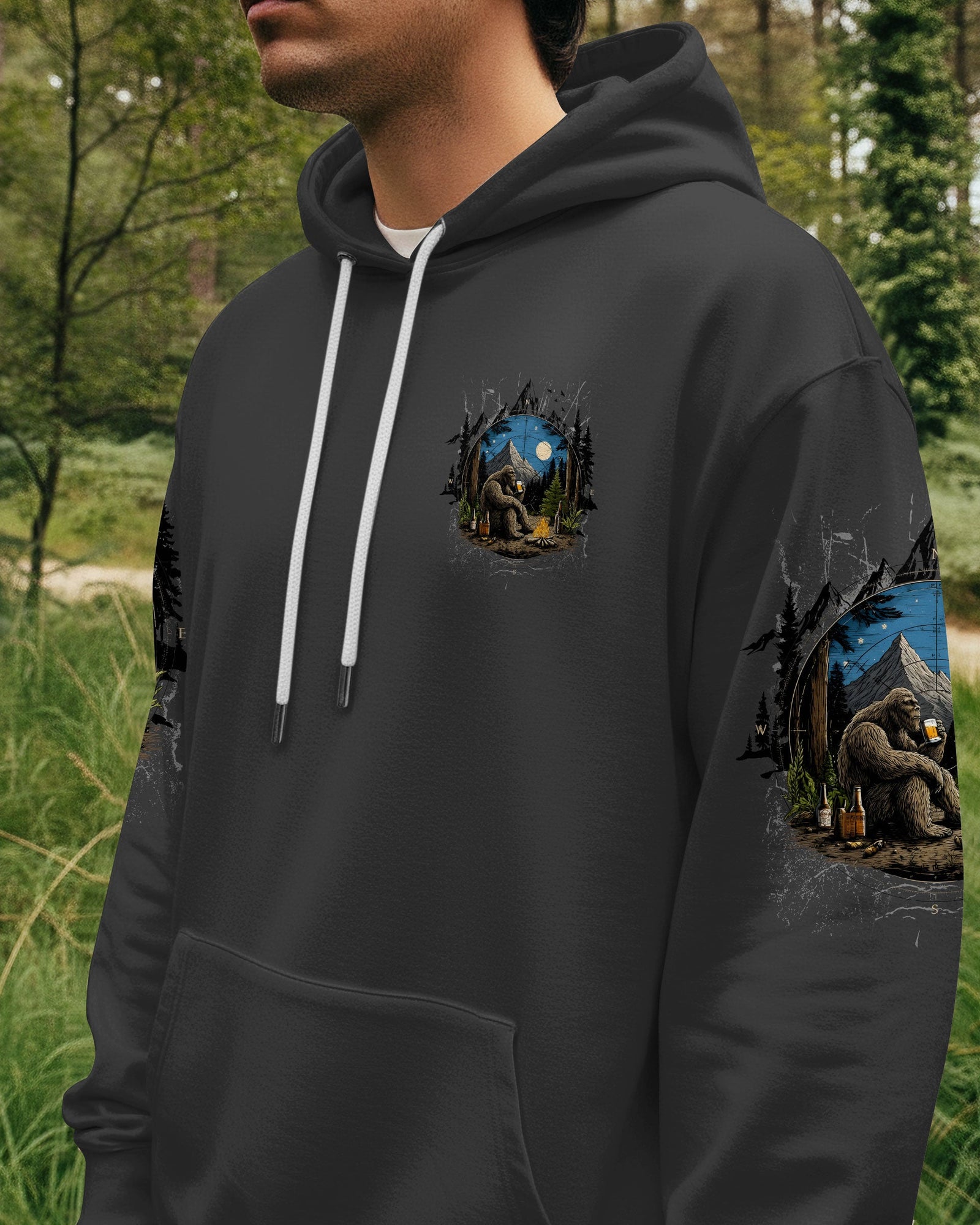 BLISSCORNERS NOT ALL WHO WANDER ARE LOST BIGFOOT COMPASS ALL OVER PRINT