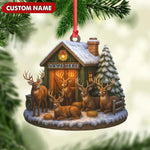Blisscorners Personalized Acrylic Deer Family Christmas Ornament - Rustic Holiday Cabin Decor for Hunters & Wildlife Lovers LM0110