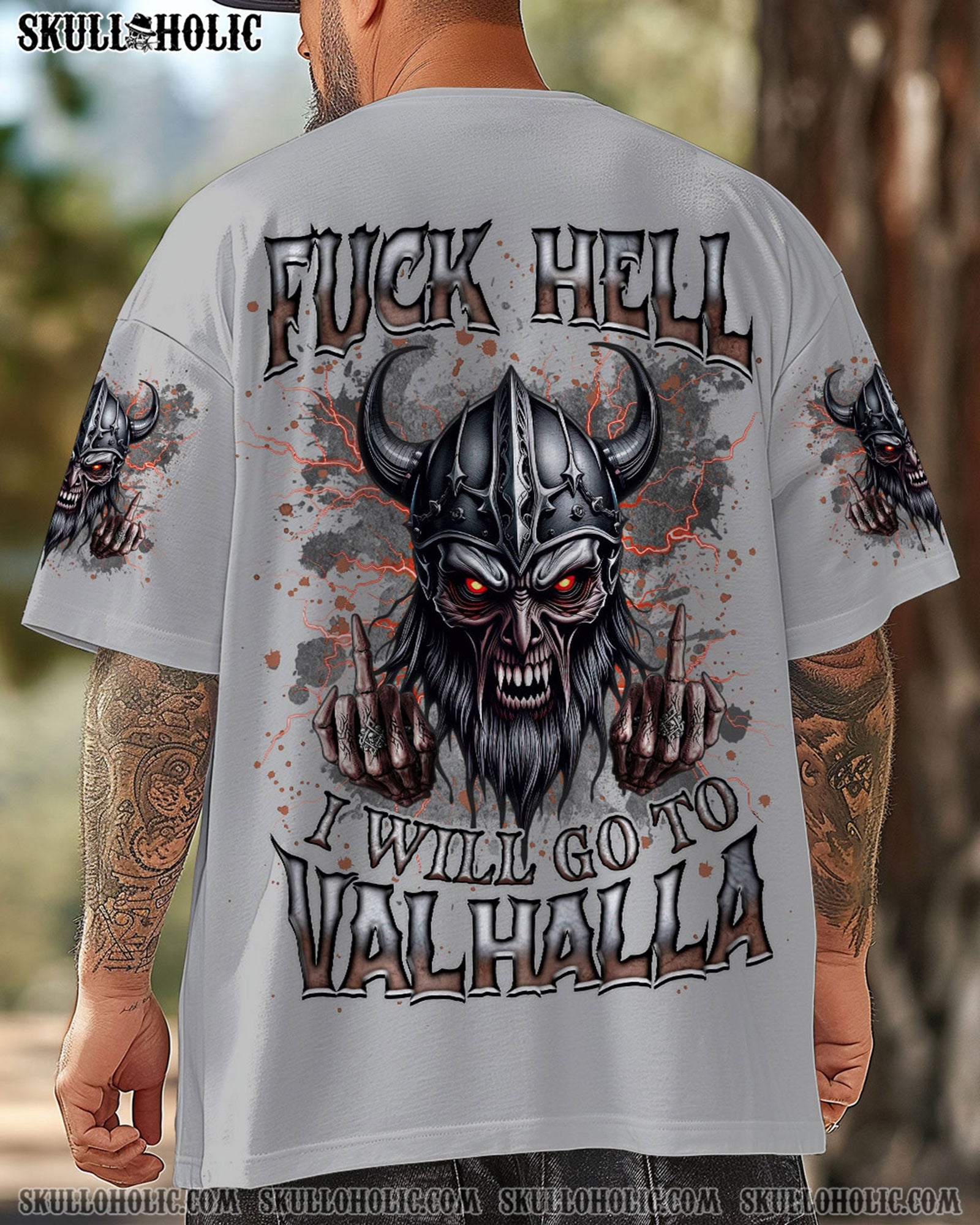 BLISSCORNERS I WILL GO TO VALHALLA VIKING SKULL ALL OVER PRINT