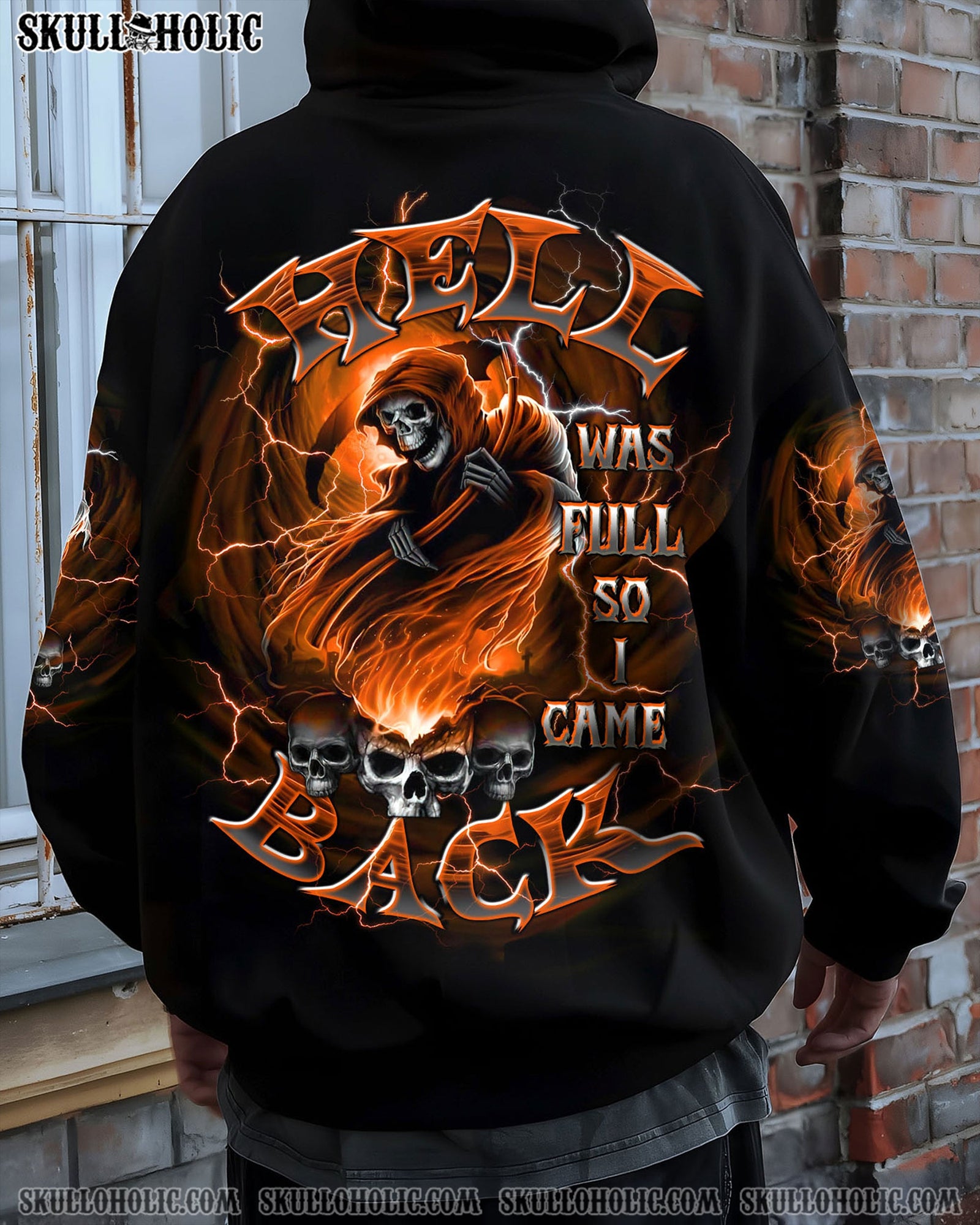 BLISSCORNERS HELL WAS FULL SO I CAME BACK REAPER SKULL ALL OVER PRINT
