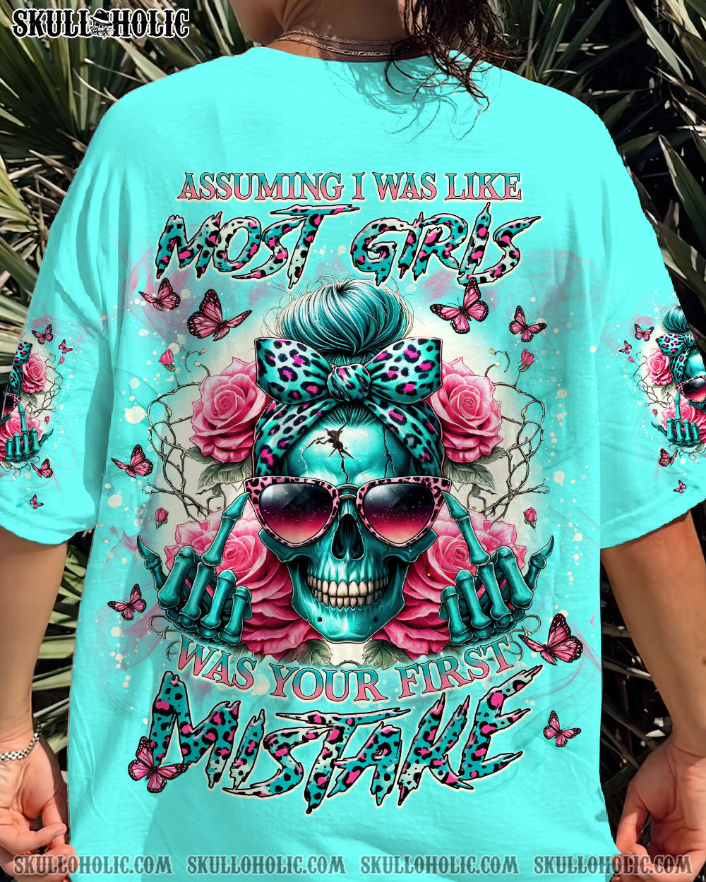 BLISSCORNERS THE KEY TO HAPPINESS MESSY BUN SKULL ALL OVER PRINT