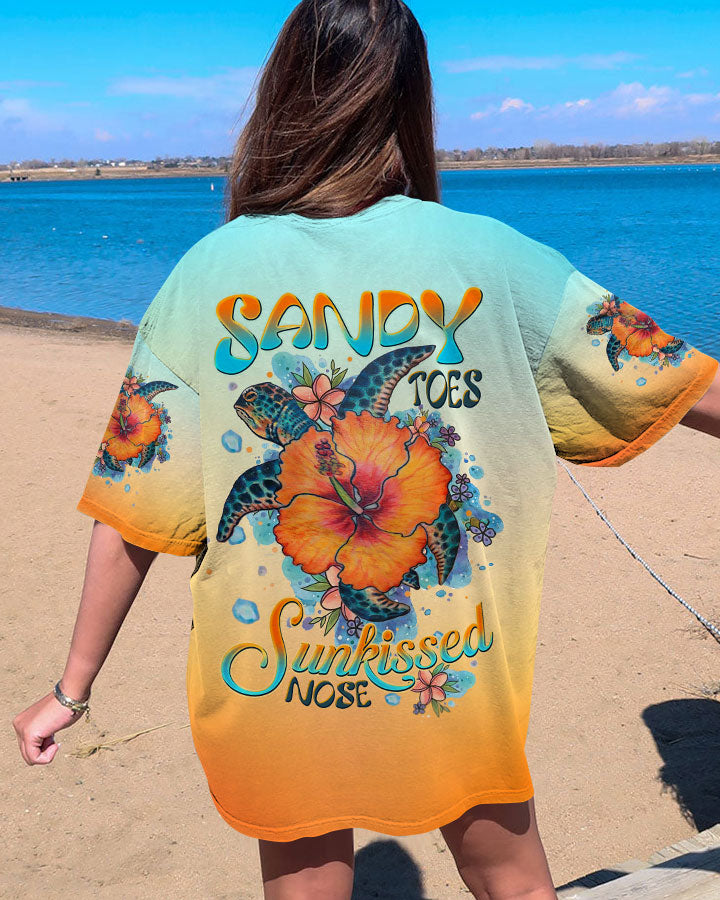 BLISSCORNERS SANDY TOES SUNKISSED NOSE TURTLE HIBISCUS ALL OVER PRINT