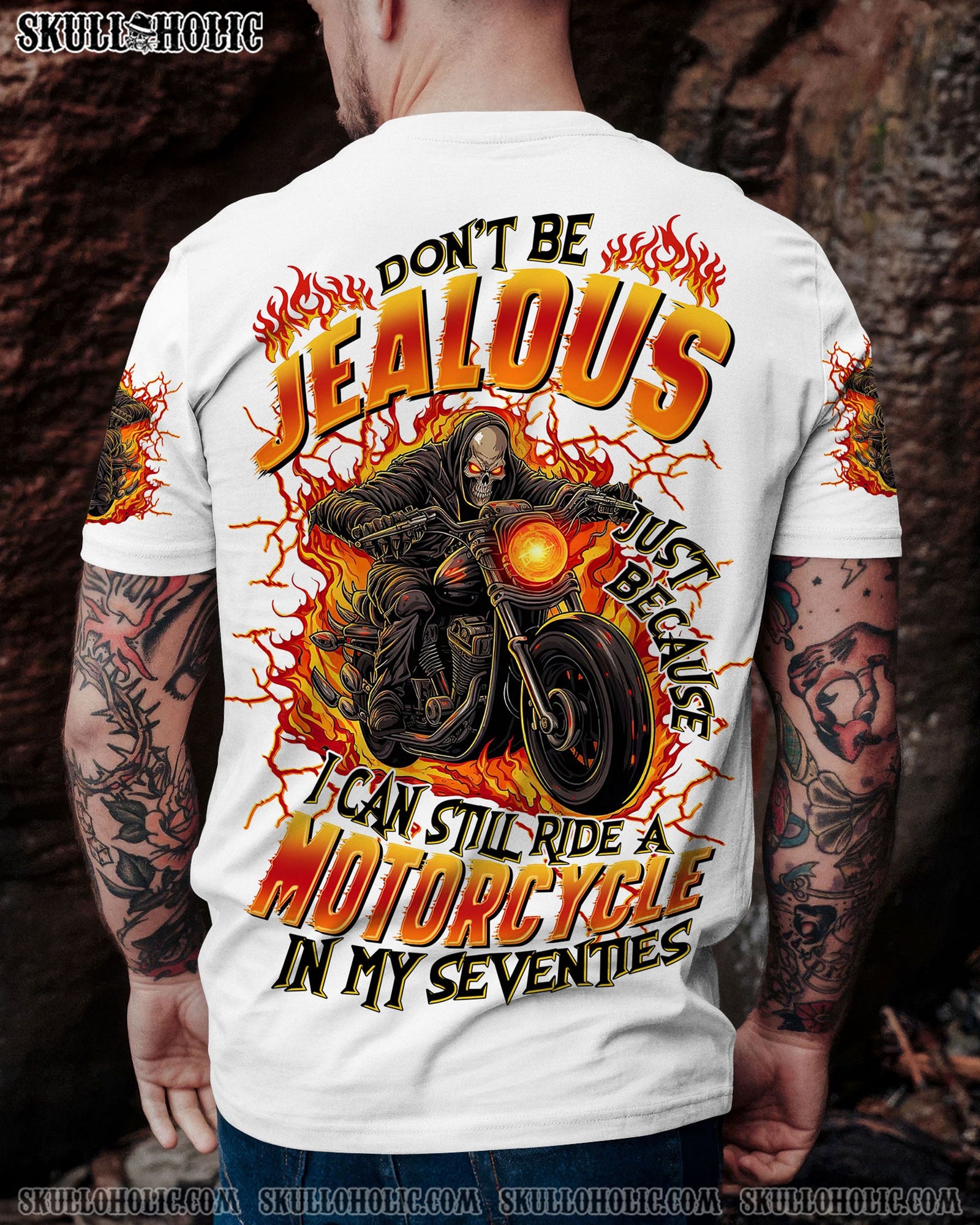 BLISSCORNERS DON'T BE JEALOUS BIKER SKULL ALL OVER PRINT