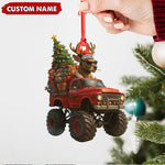 Blisscorners Personalized Funny Deer Truck Acrylic Christmas Ornament - Custom Name Gift for Hunters & Outdoor Lovers LM0411