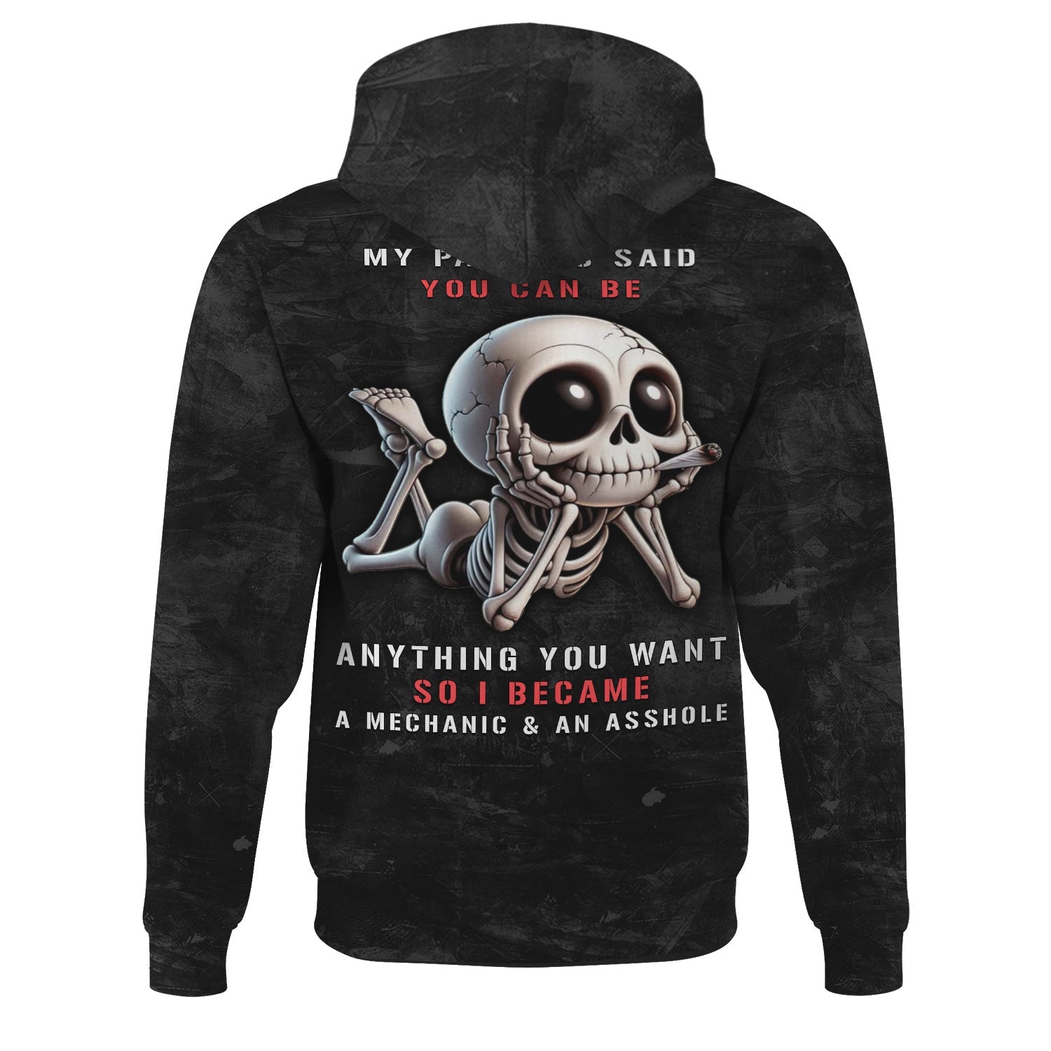 Blisscorners Funny Skeleton Mechanic Shirt, My Parents Said I Can Be Anything Unique Humor Apparel for Mechanics and Rebels, Funny Gift for Men