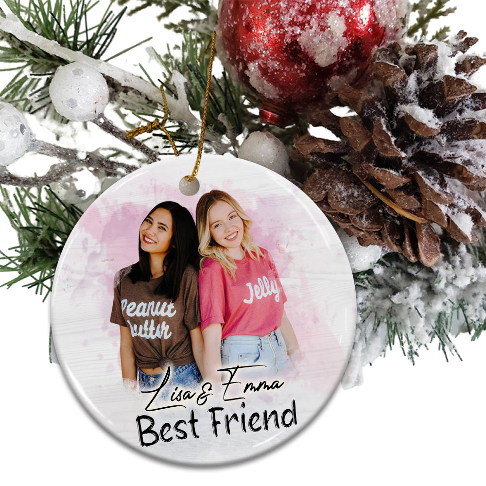 Blisscorners Best Friends Are Like Stars - Custom Photo And Names- Personalized 2 Sides Ceramic Ornament - Gift For Friend2D Flat LM2111