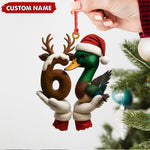 Blisscorners Personalized Trend 67 Duck Christmas Ornament, Custom Name Six Seven Reindeer 6 and Duck Design, Funny Meme Holiday Tree Decoration