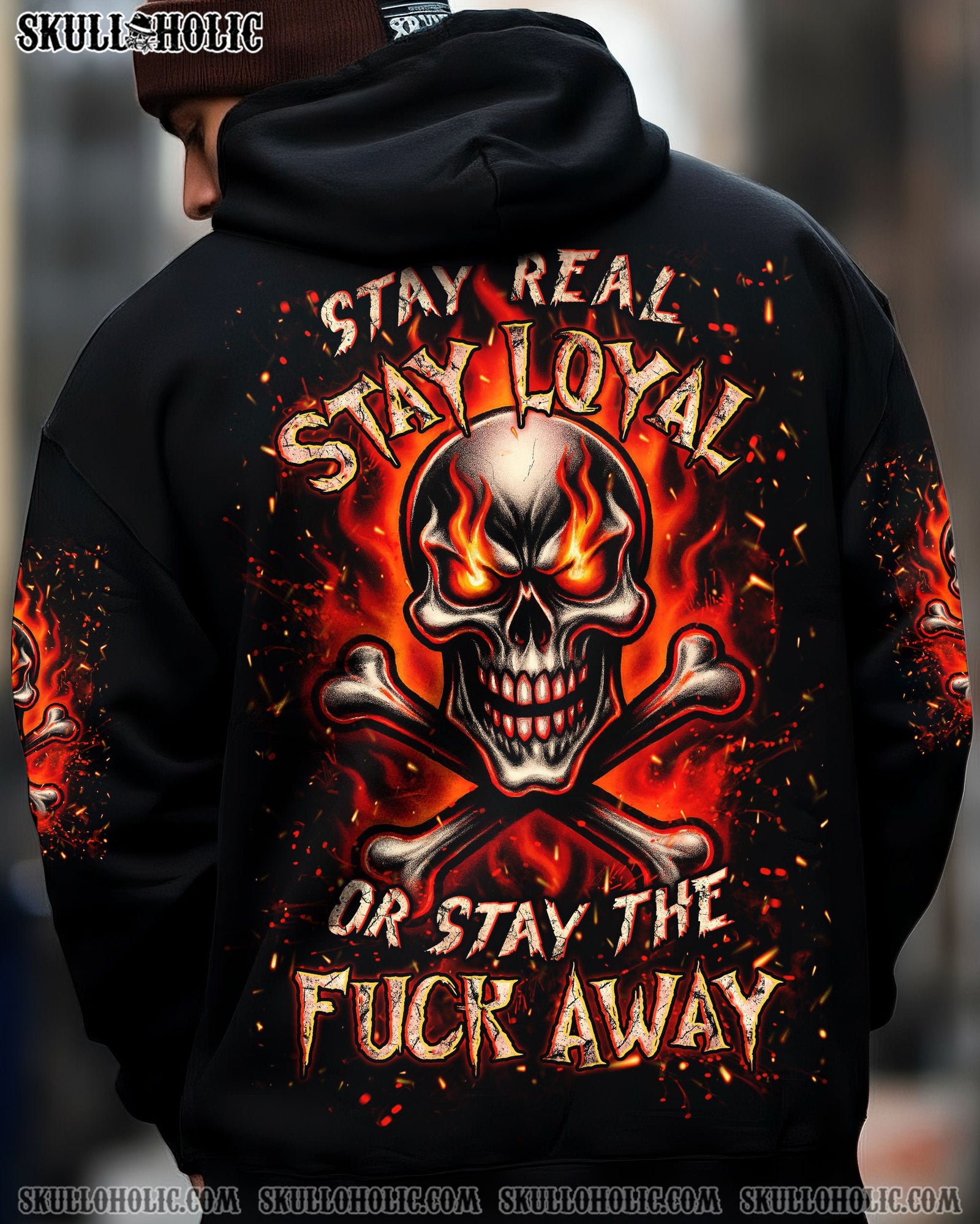 BLISSCORNERS STAY REAL STAY LOYAL FIRE SKULL ALL OVER PRINT