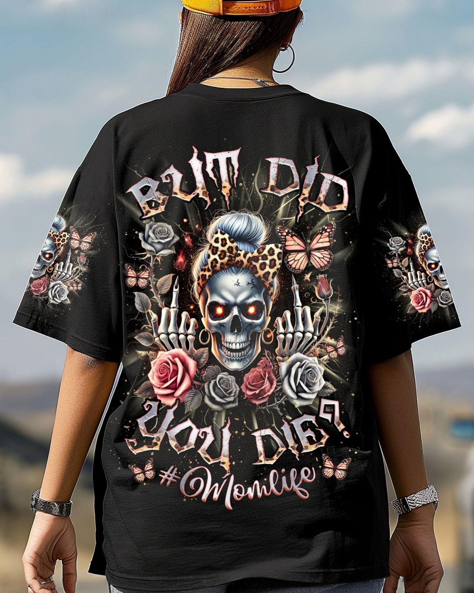 BLISSCORNERS BEHIND EVERY BAD B MESSY BUN SKULL ALL OVER PRINT
