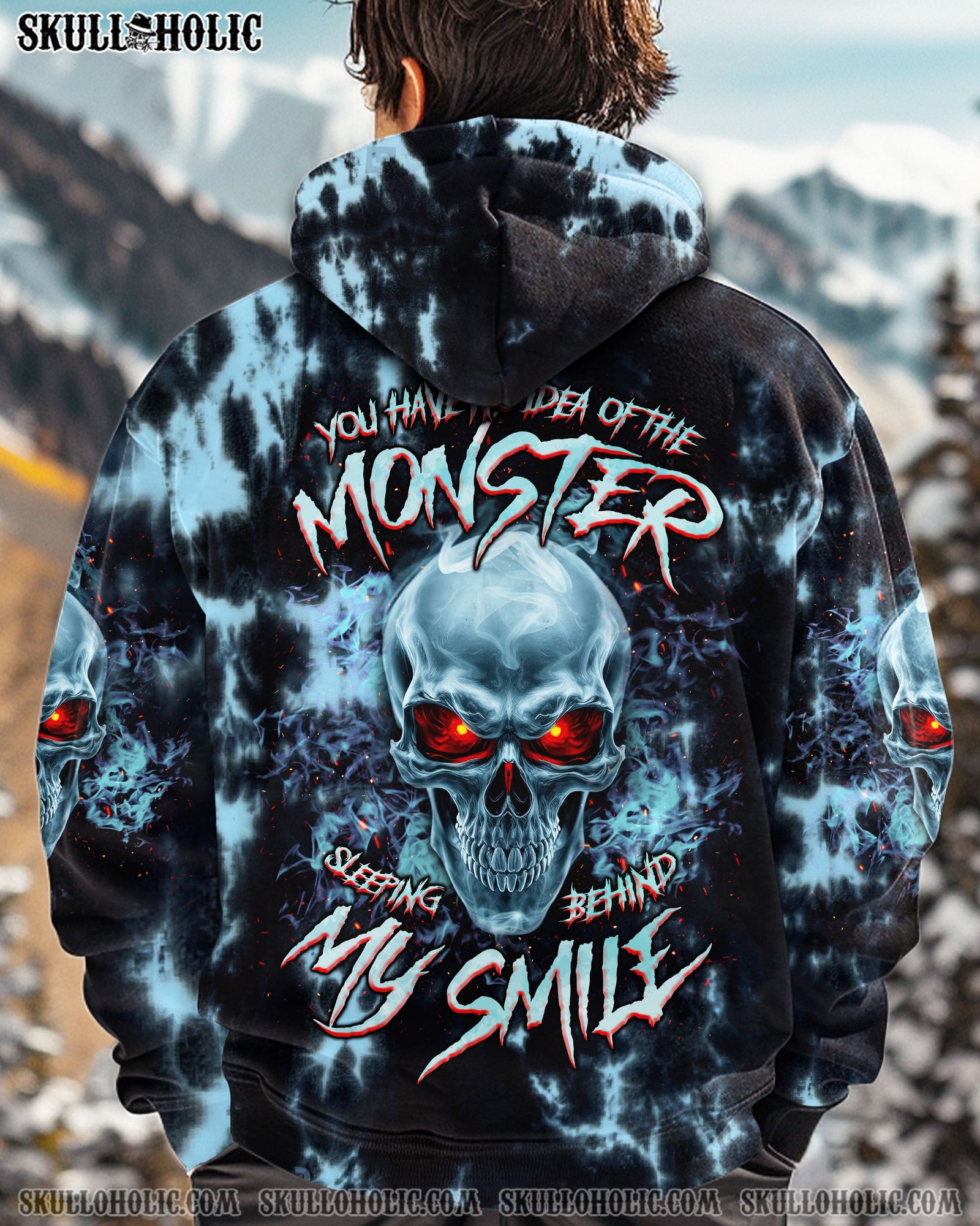 BLISSCORNERS THE MONSTER SLEEPING BEHIND MY SMILE SKULL TIE DYE ALL OVER PRINT