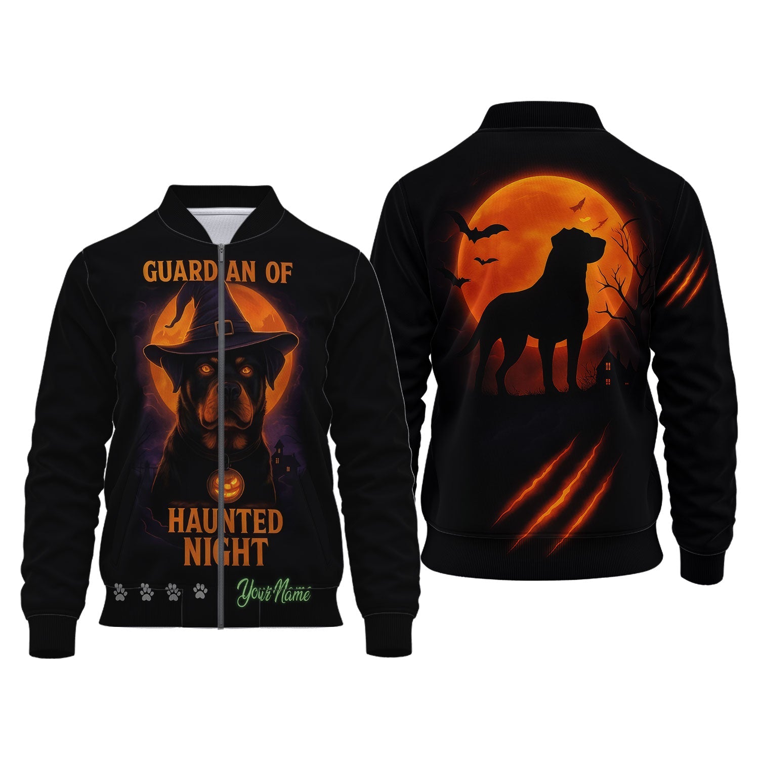 Blisscorners Personalized Rottweiler Halloween T-Shirt - Guardian of Haunted Night