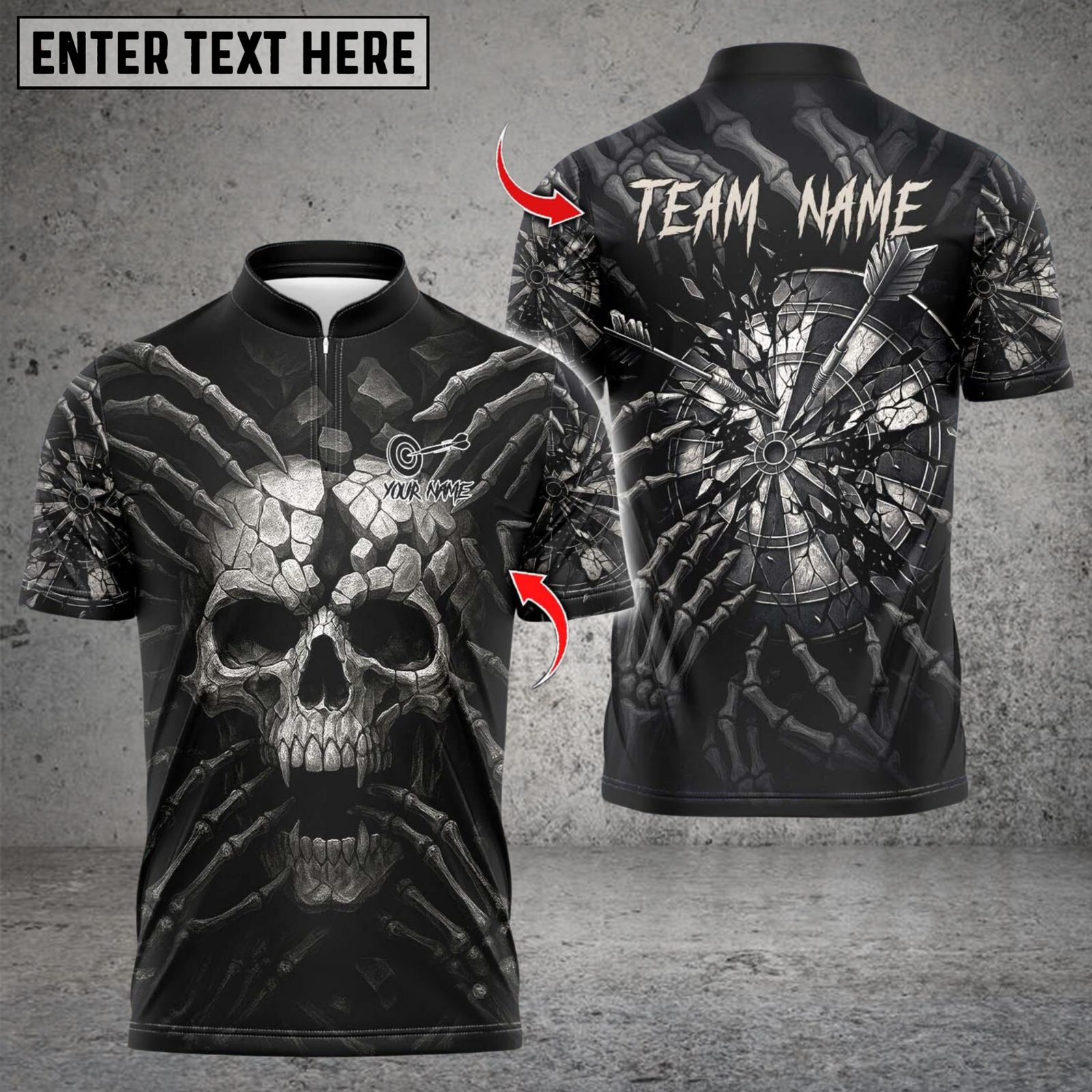 Blisscorners Darts Skull Bones Dark Stone Personalized Name 3D Unisex Shirt