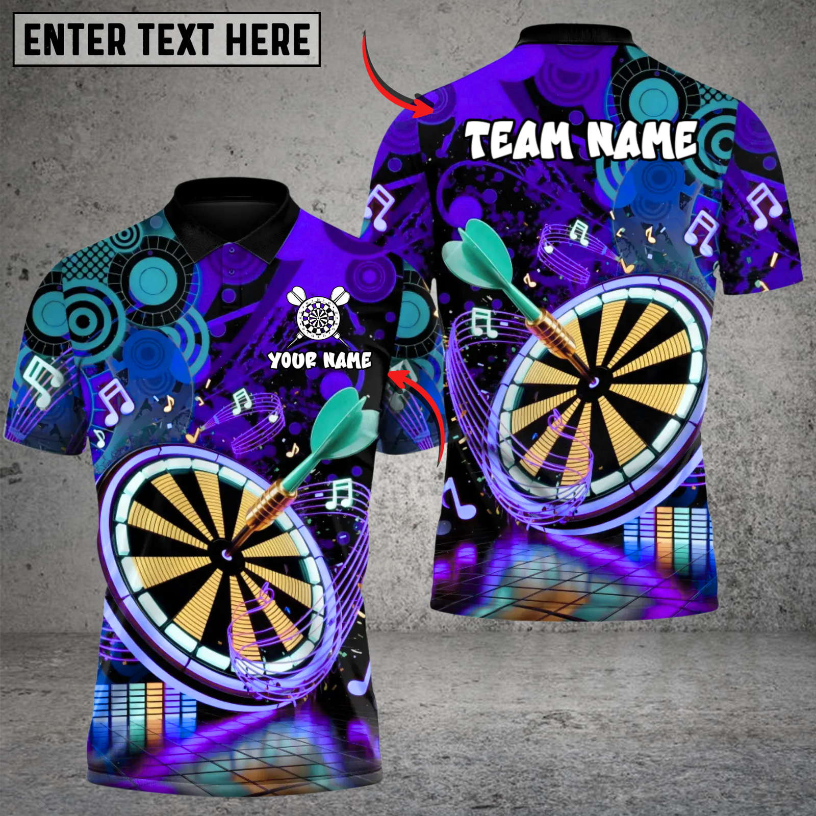 Blisscorners Darts Neon EDM Music Darts Blast Multicolor Customized Name Team Name 3D Shirts