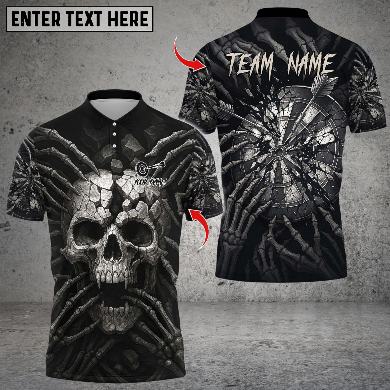 Blisscorners Darts Skull Bones Dark Stone Personalized Name 3D Unisex Shirt