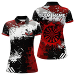 Blisscorners Red Grunge Paint Splash Dart Polo & Quarter Zip Custom Dart Shirts For Men Darts Team Jerseys LM064