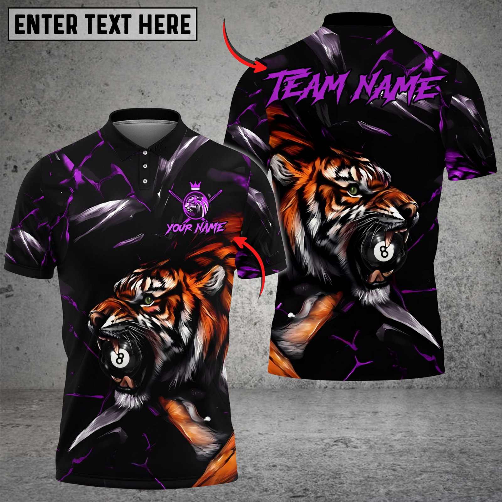 Blisscorners Billiards 8 Ball Tiger King Customized Name, Team Name 3D Shirt (6 Colors)