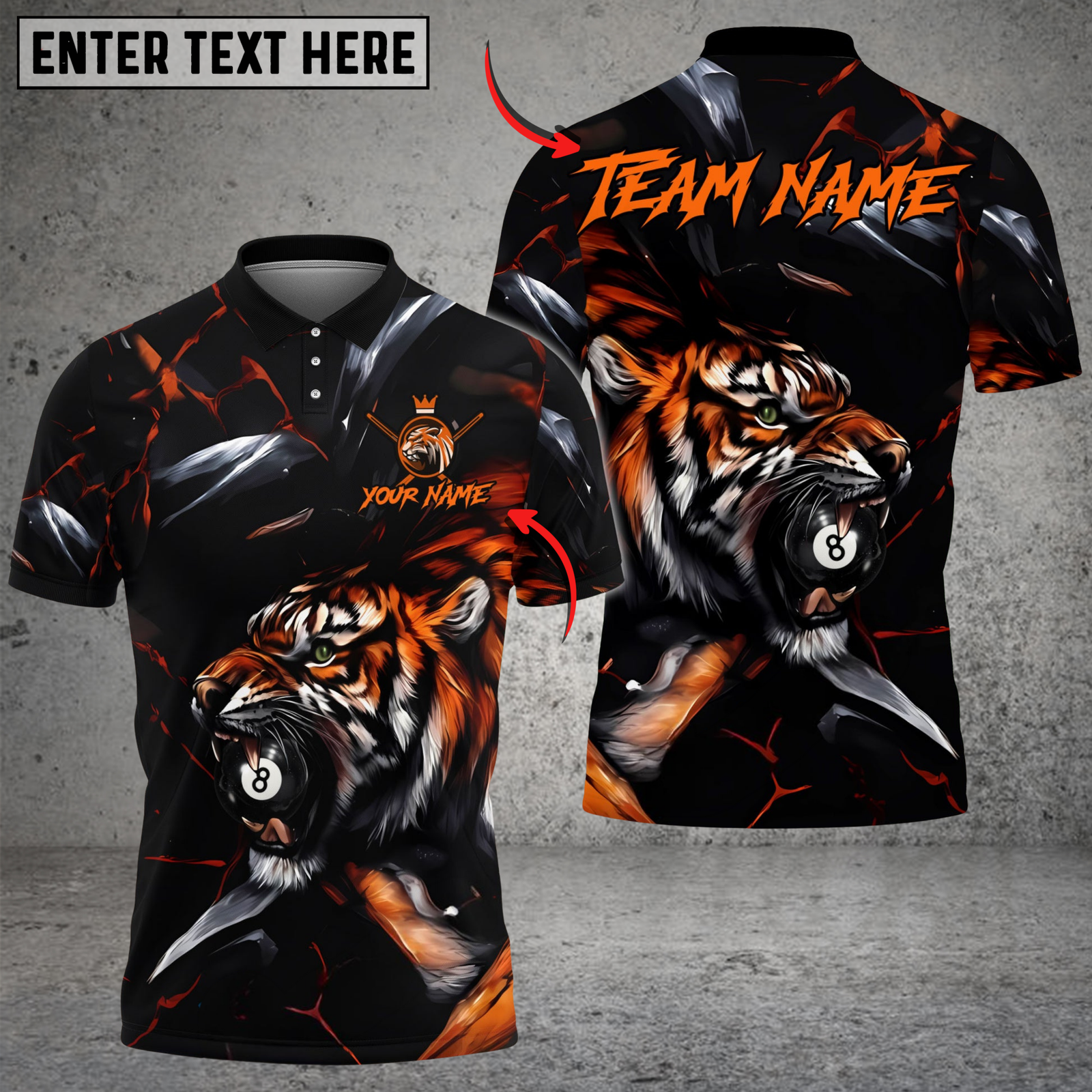 Blisscorners Billiards 8 Ball Tiger King Customized Name, Team Name 3D Shirt (6 Colors)