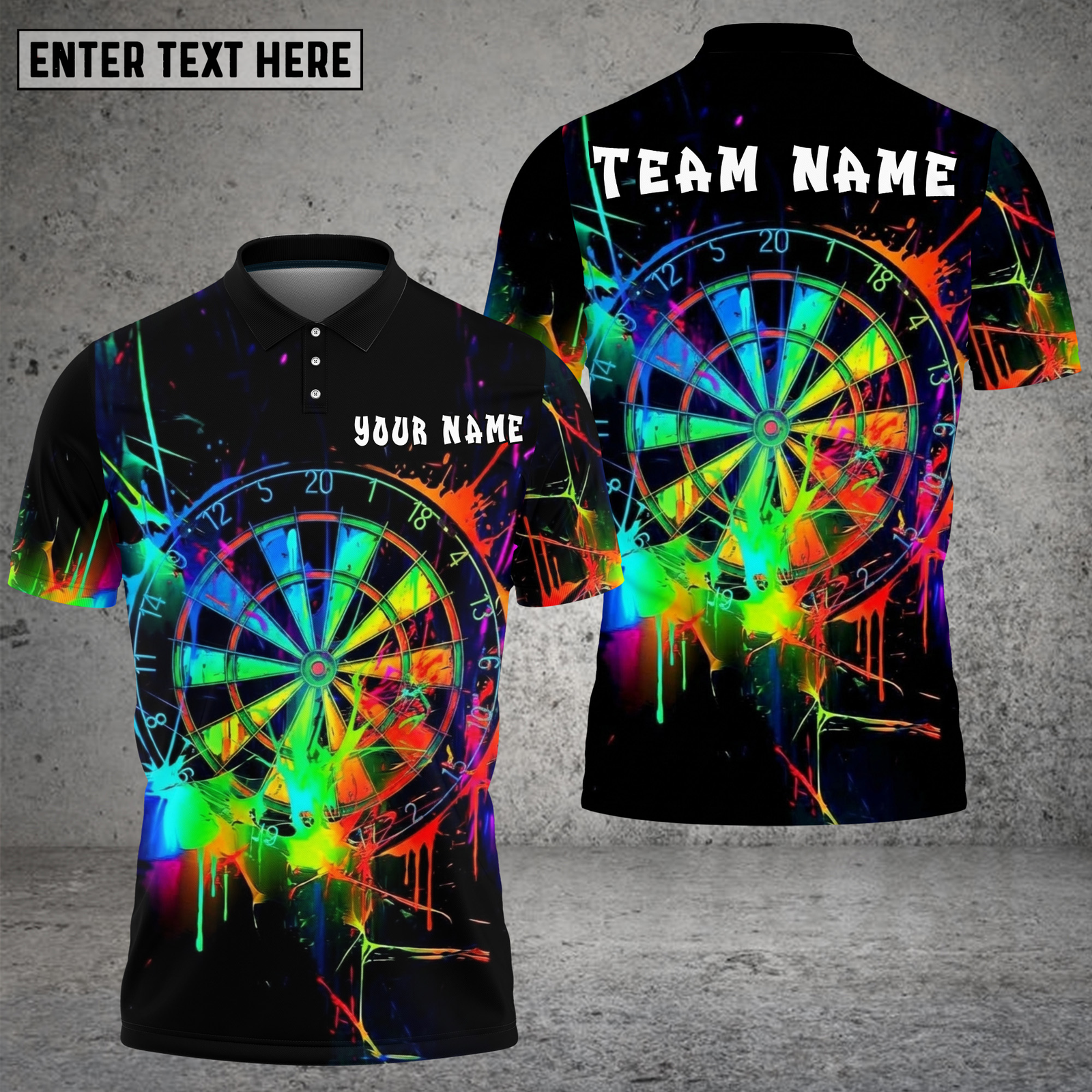 Blisscorners Dart Shirt Neon Splash Impact Style Multioptions Personalized Name, Team Name Unisex 3D Shirt (4 Colors)