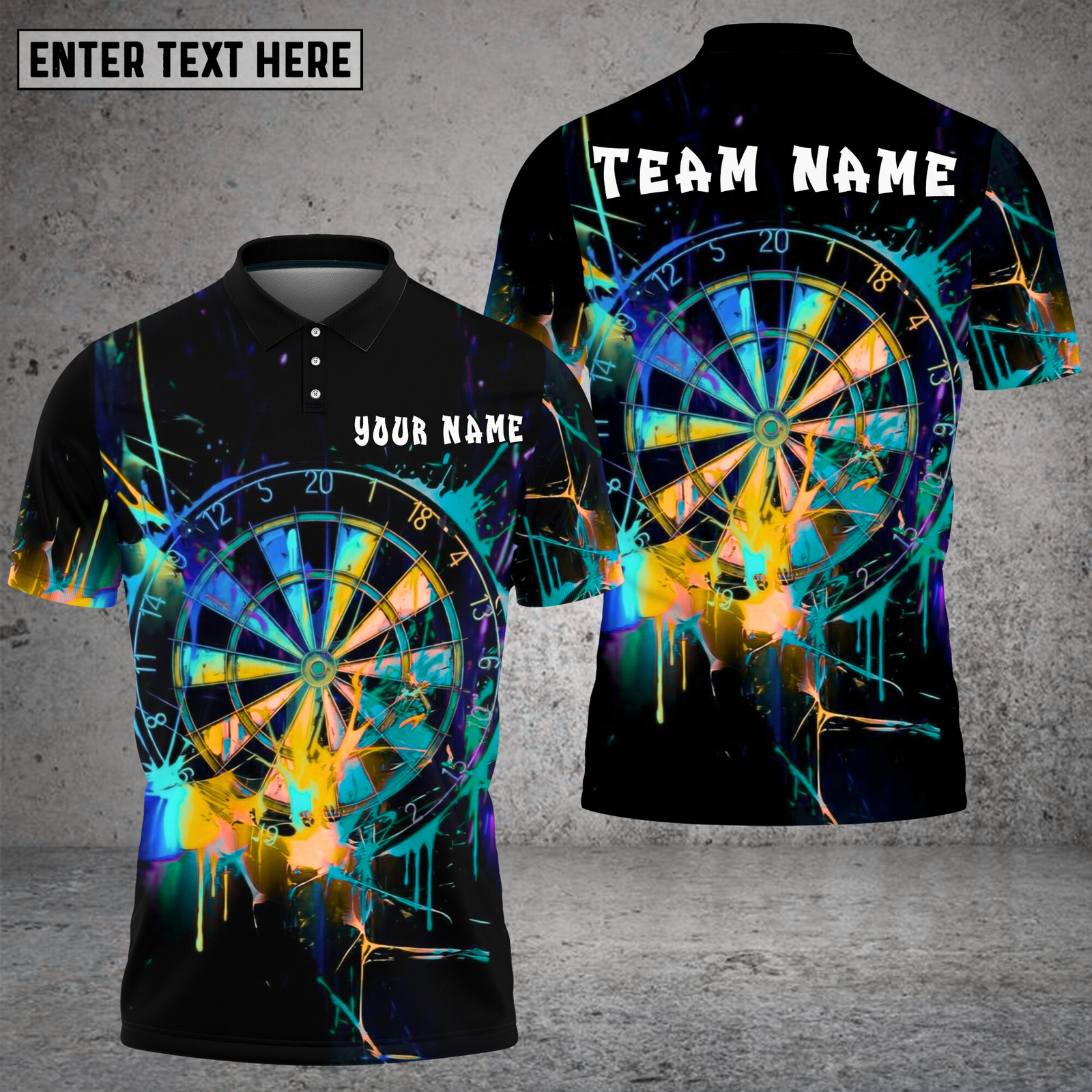 Blisscorners Dart Shirt Neon Splash Impact Style Multioptions Personalized Name, Team Name Unisex 3D Shirt (4 Colors)