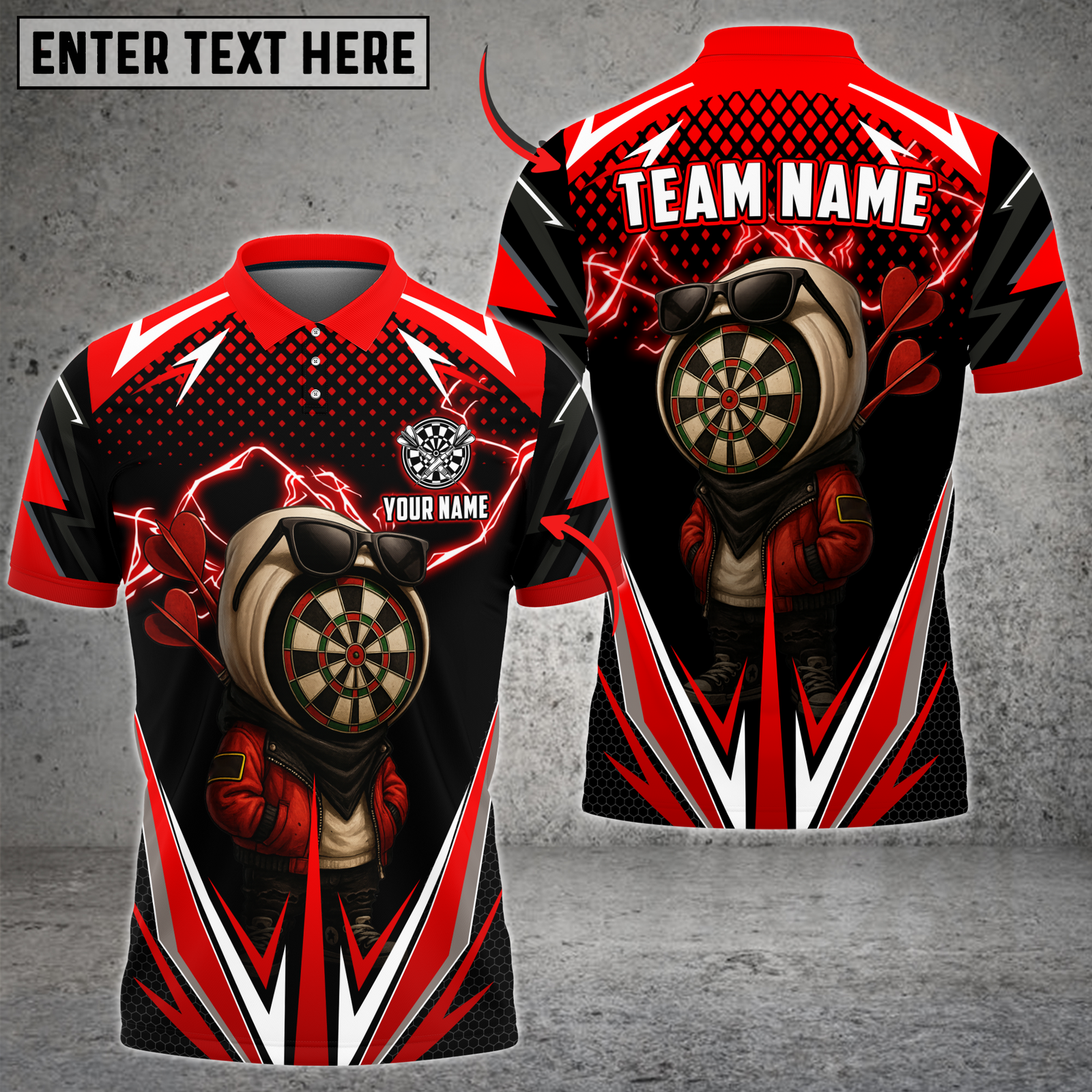 Blisscorners Darts Lightning Dartboard Character Multicolor Customized Name, Team Name 3D Shirts