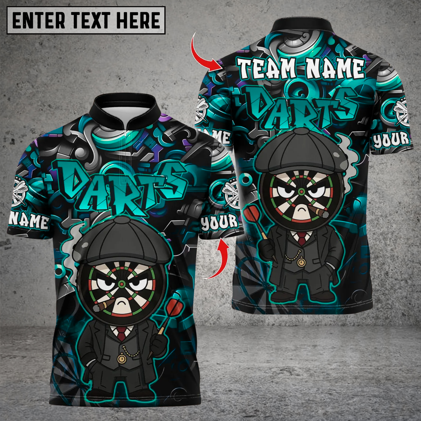 Blisscorners Personalized Name Dart Polo Shirt, Darts Graffiti By The Order Of Peaky B Design ,Custom Team Shirt for Men, Gift for Darts Players