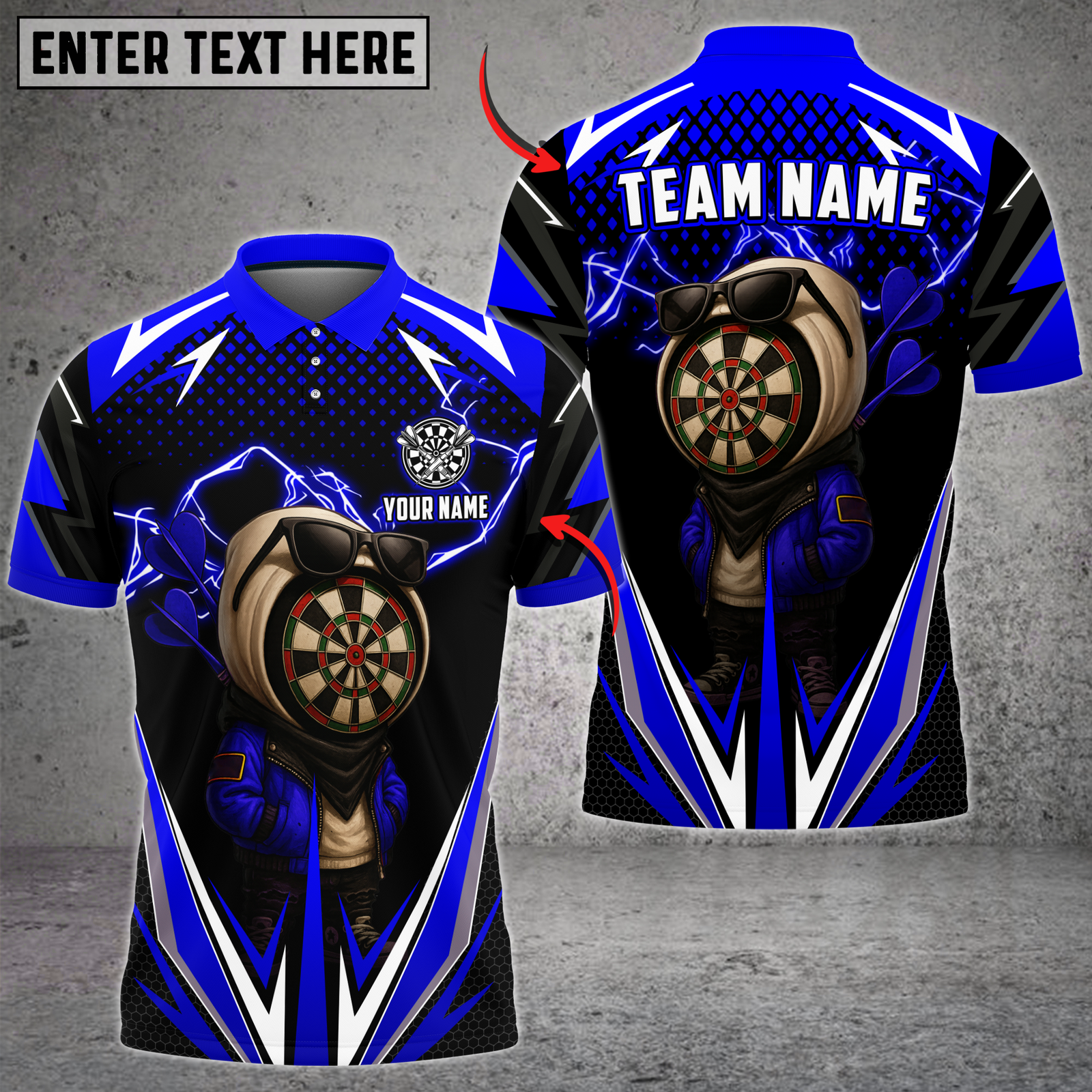 Blisscorners Darts Lightning Dartboard Character Multicolor Customized Name, Team Name 3D Shirts