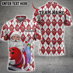 Blisscorners Bowling Santa Claus Diamond Pattern Personalized Name 3D Unisex Shirt