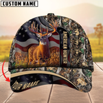 Blisscorners Best USA Flag Pattern Deer Hunting Camouflage Multicolor Personalized Name 3D Cap