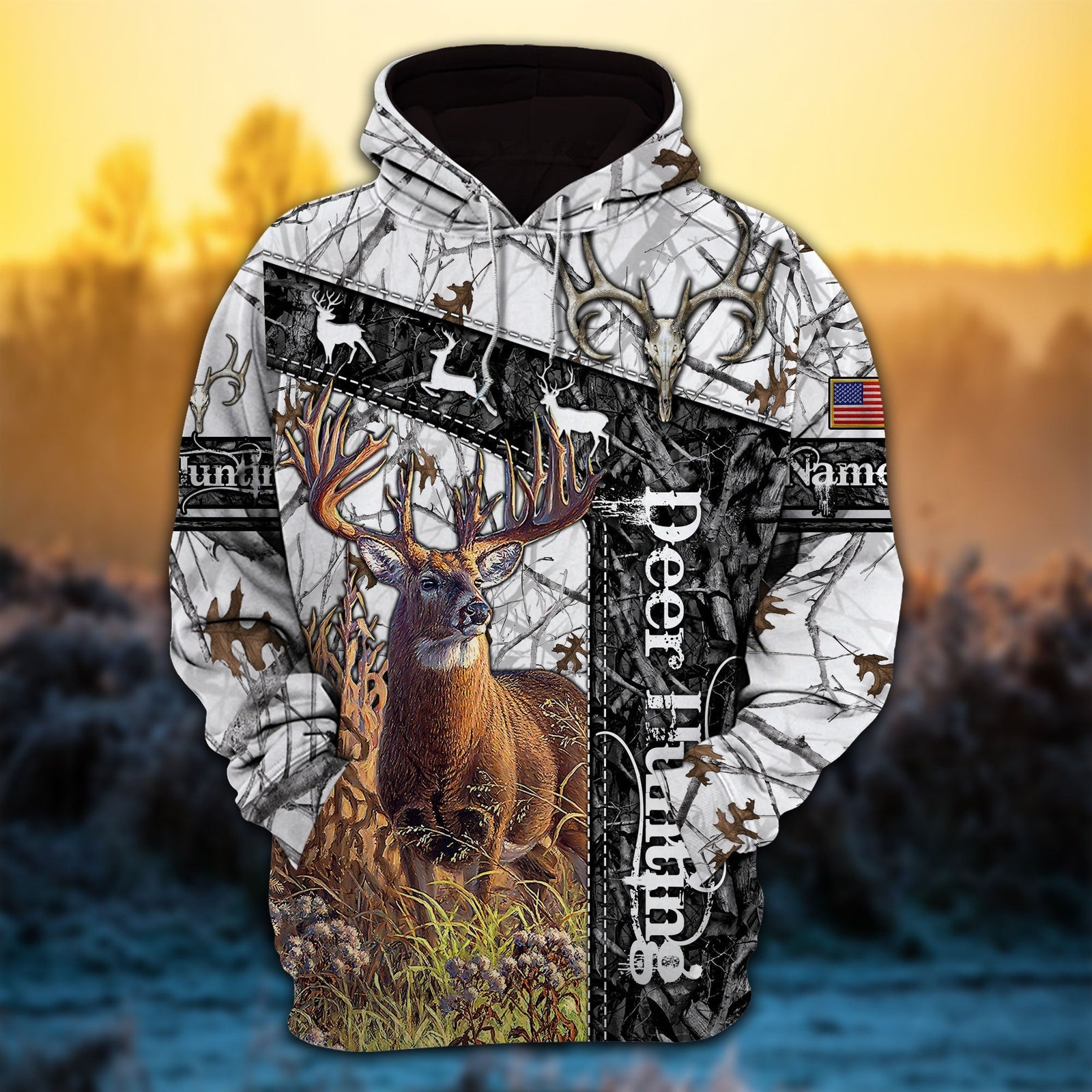 Blisscorners Customized Name Deer Hunting Camo 3D Hoodie (3 Colors)