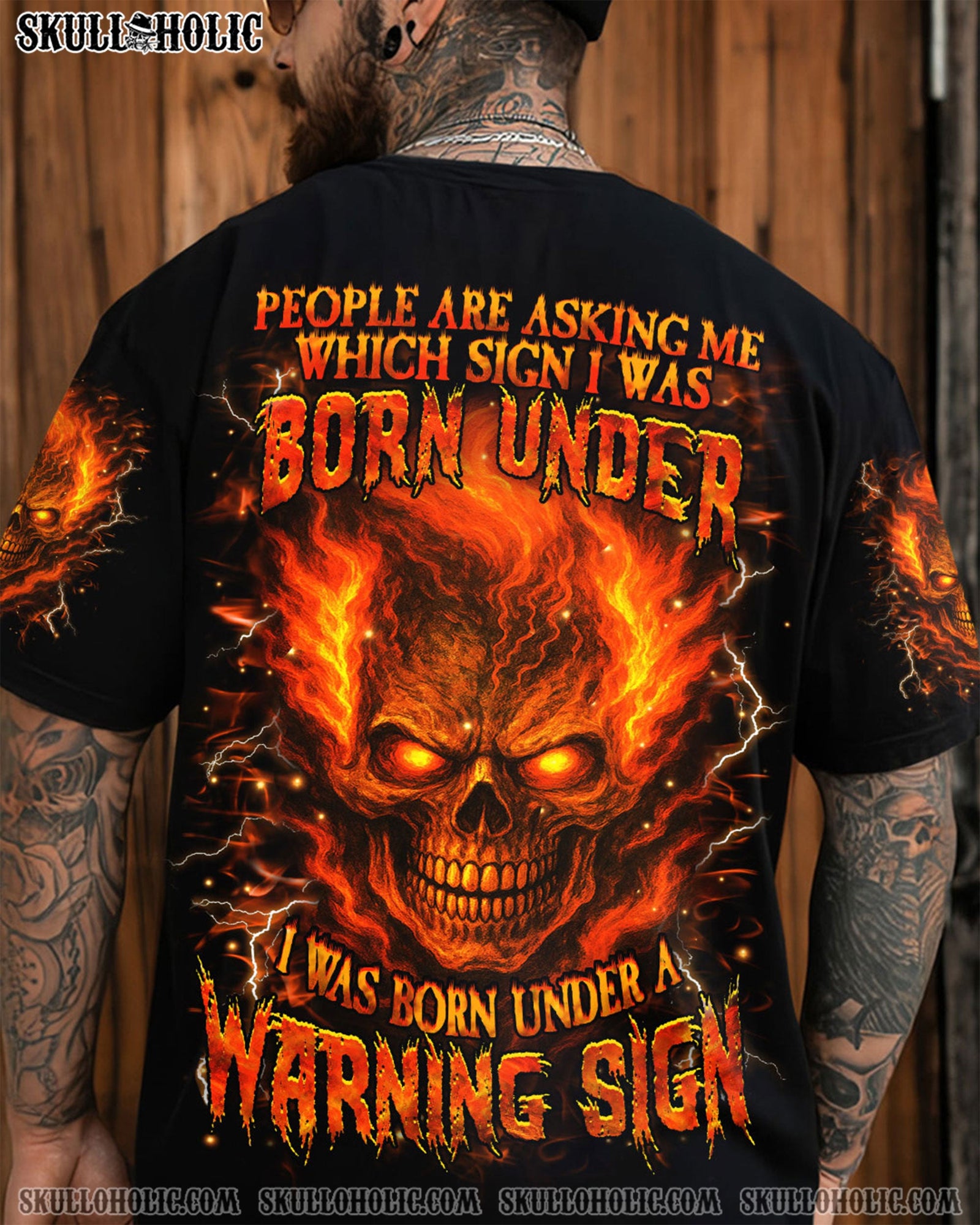 BLISSCORNERS I WAS BORN UNDER A WARNING SIGN ALL OVER PRINT