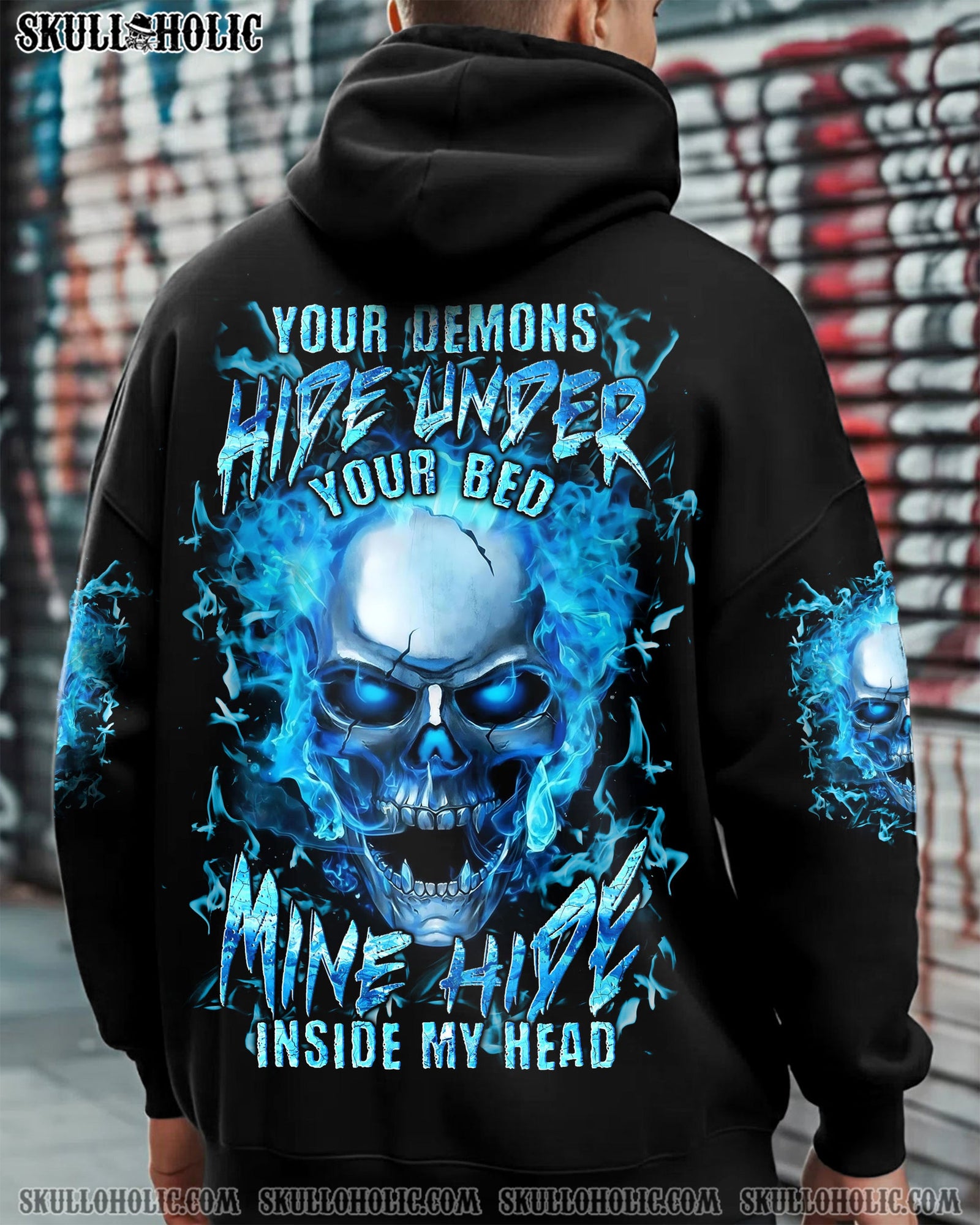 BLISSCORNERS YOUR DEMONS HIDE UNDER YOUR BED SKULL ALL OVER PRINT