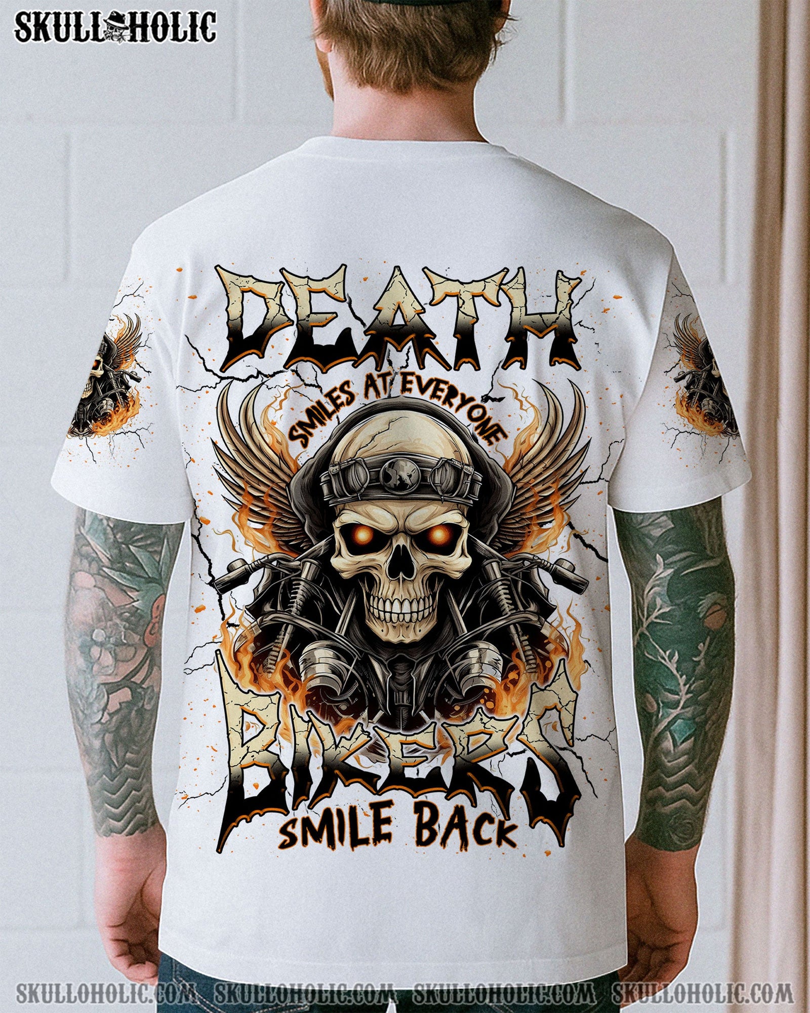 BLISSCORNERS BIKERS SMILE BACK SKULL BIKER ALL OVER PRINT