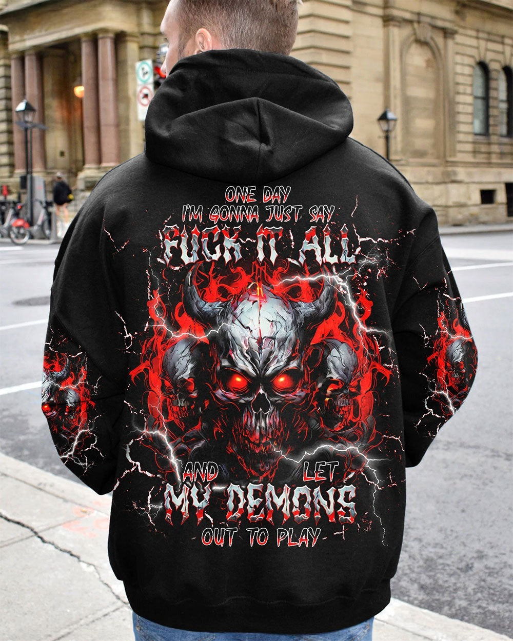 BLISSCORNERS ONE DAY I'M GONNA JUST SAY SKULL DEMON ALL OVER PRINT