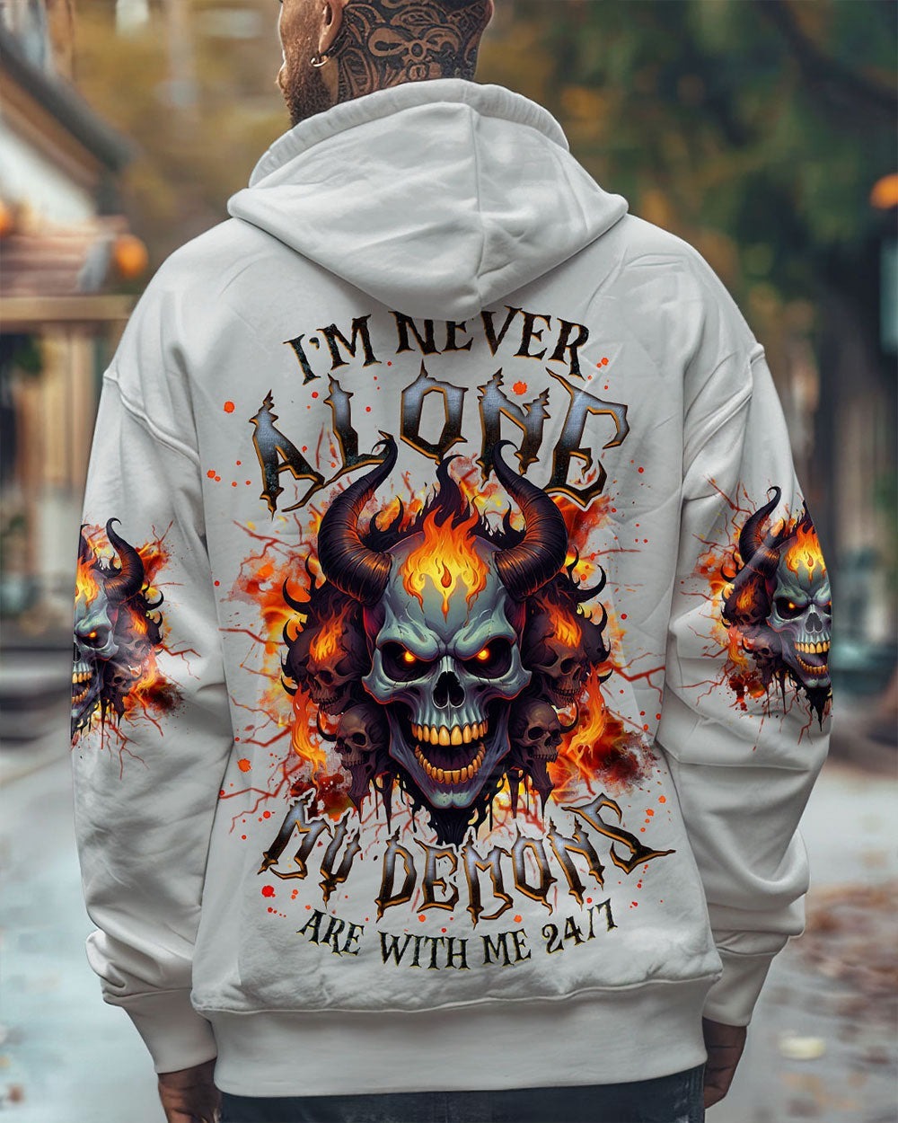 BLISSCORNERS I'M NEVER ALONE SKULL DEMON ALL OVER PRINT