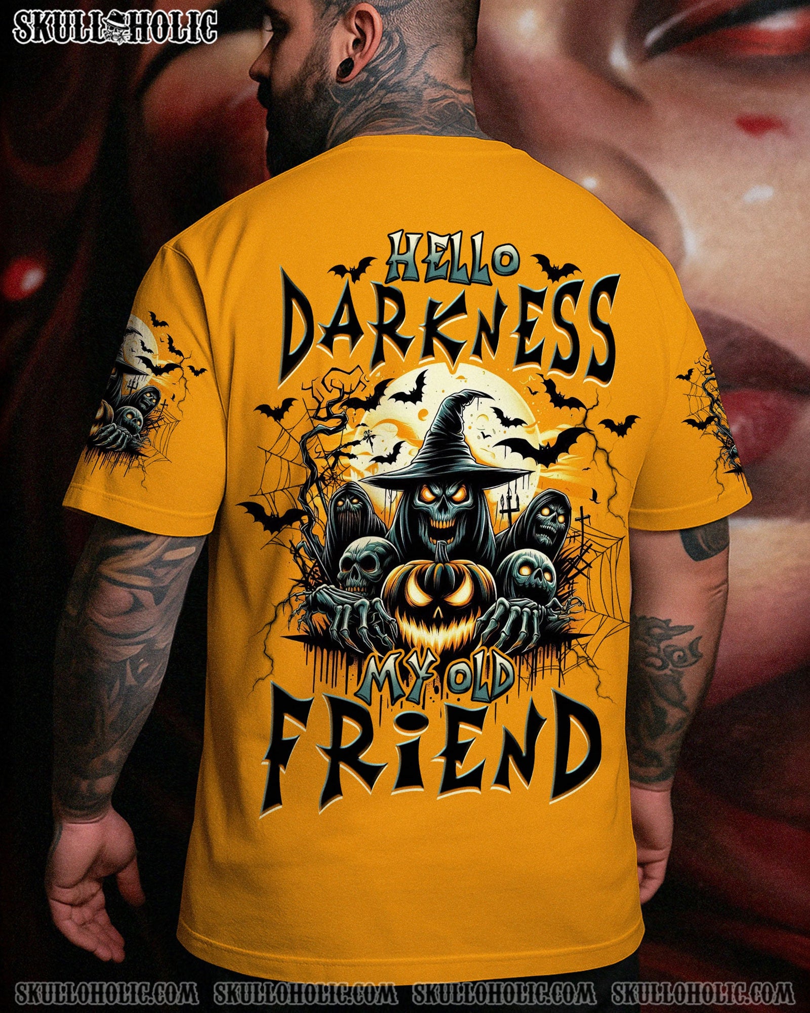 BLISSCORNERS HELLO DARKNESS MY OLD FRIEND SKULL HALLOWEEN ALL OVER PRINT