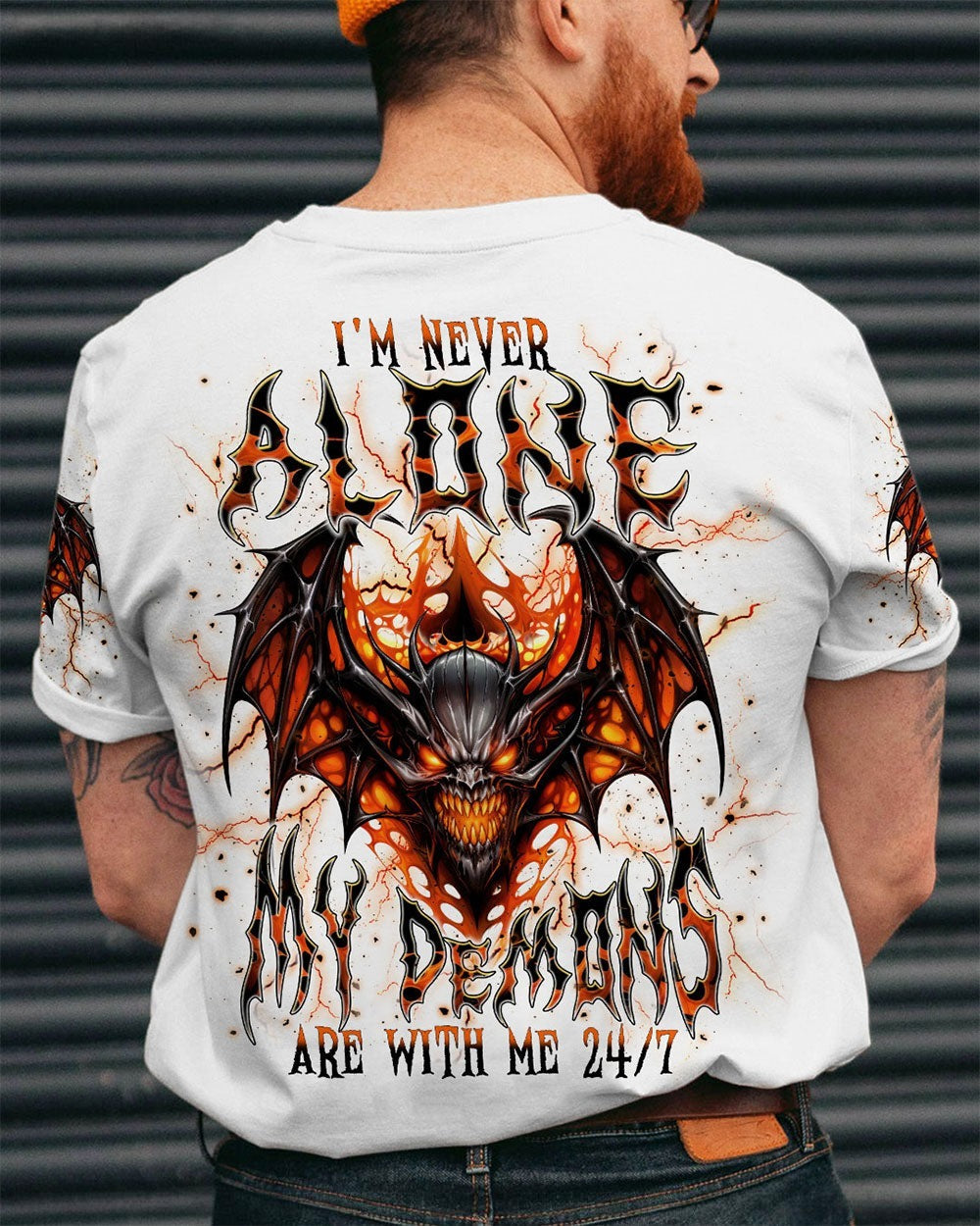 BLISSCORNERS I'M NEVER ALONE SKULL DEMON ALL OVER PRINT