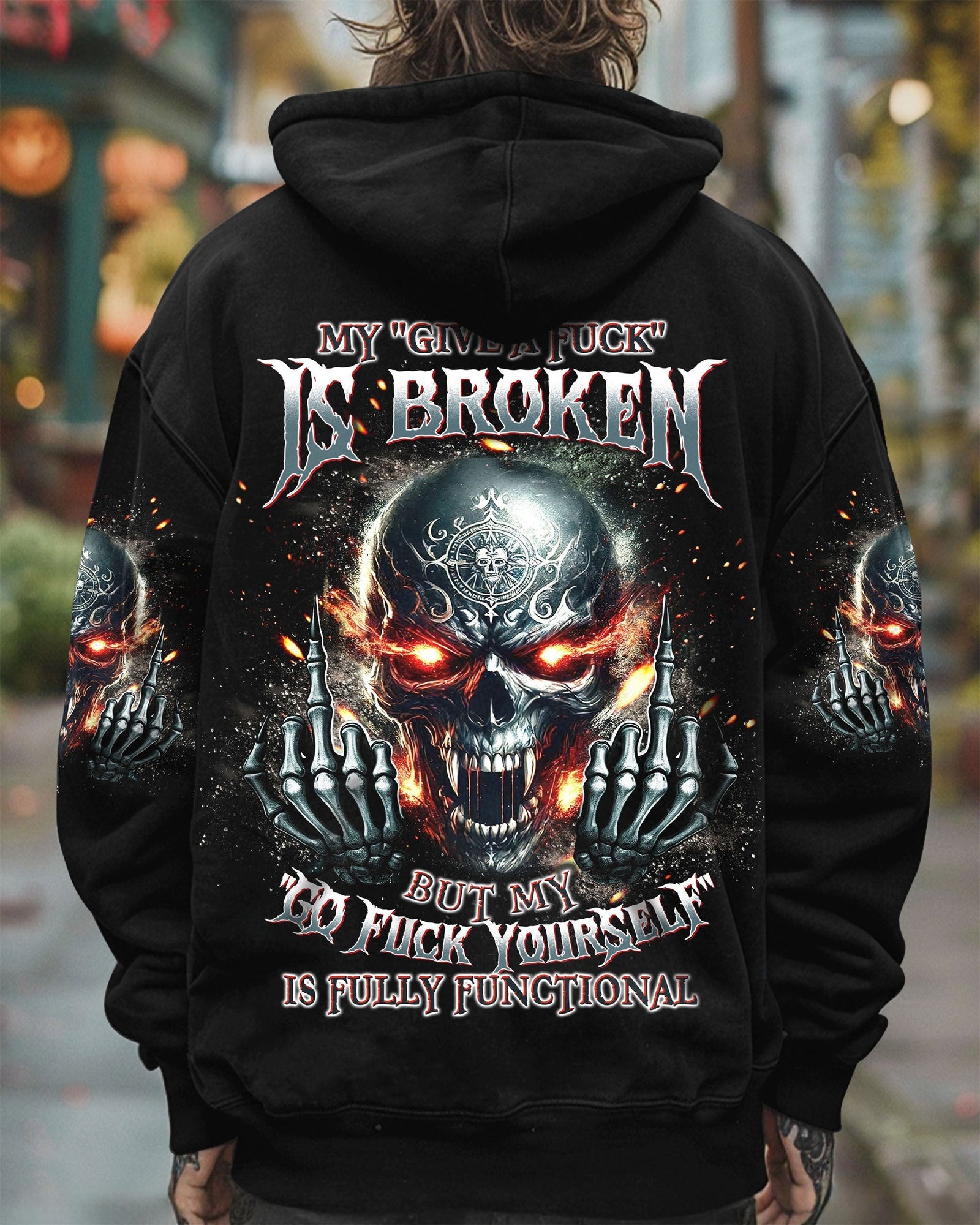 BLISSCORNERS MY GIVE A F IS BROKEN MADLY SKULL ALL OVER PRINT