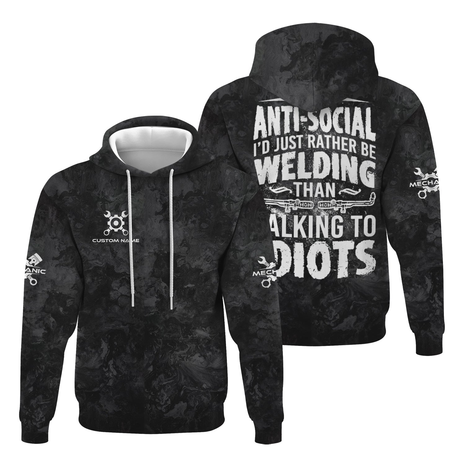 Blisscorners Custom Name Mechanic Shirt I'm Not Anti Social I'd Just Rather Be Welding T Shirt