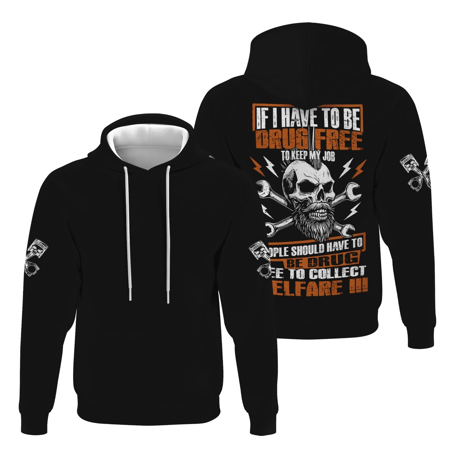 Blisscorners Funny Vintage Mechanic Shirt If I Have To Be Drug Free To Kep My Job Skull Wrench T Shirt