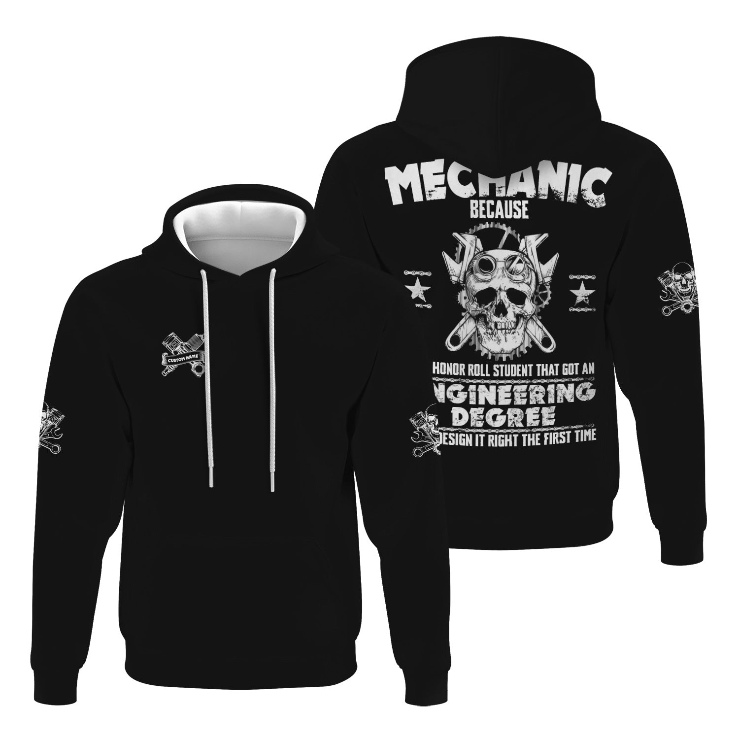 Blisscorners Custom Name Funny Quote I'm A Mechanic Because Your Roll Student Can't Design It Right Black T Shirt