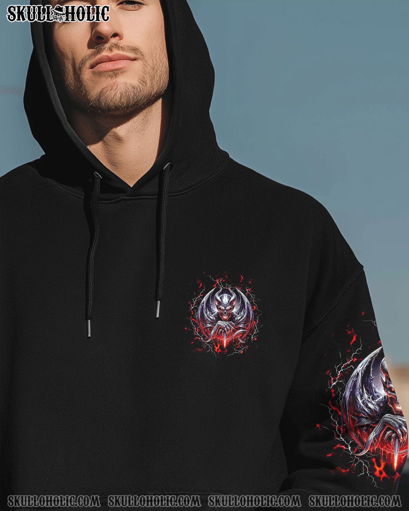 BLISSCORNERS HEAVEN DON'T WANT ME SKULL DEMON ALL OVER PRINT