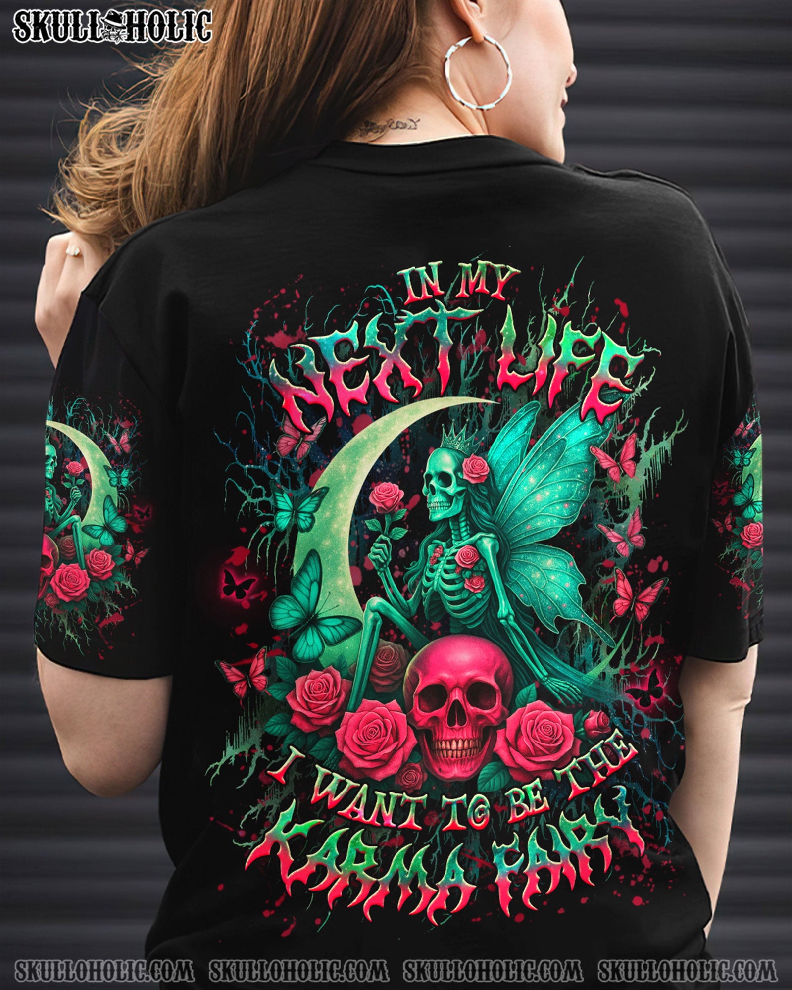 BLISSCORNERS KARMA FAIRY SKULL SKELETON ROSE ALL OVER PRINT