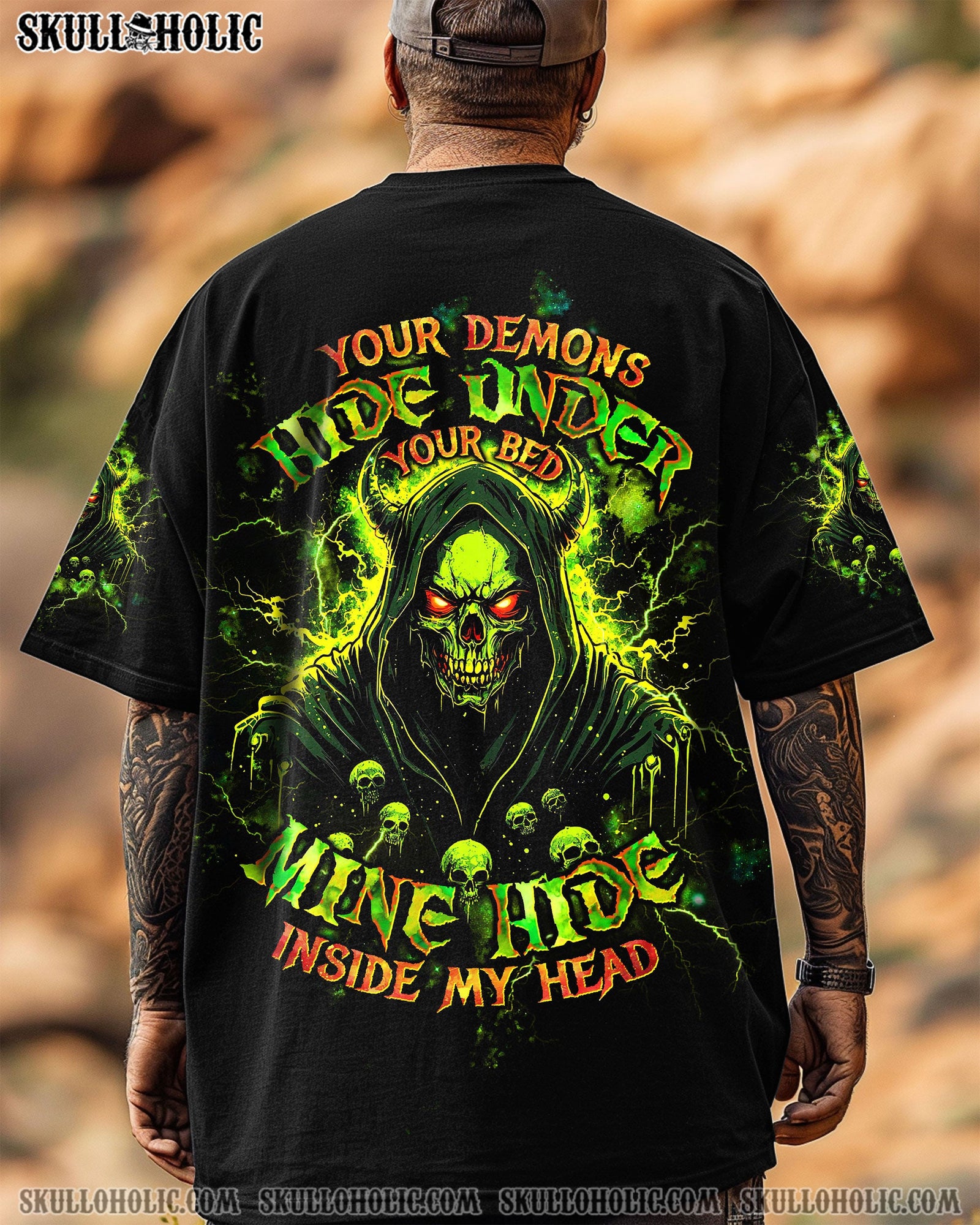 BLISSCORNERS YOUR DEMONS HIDE UNDER YOUR BED SKULL ALL OVER PRINT