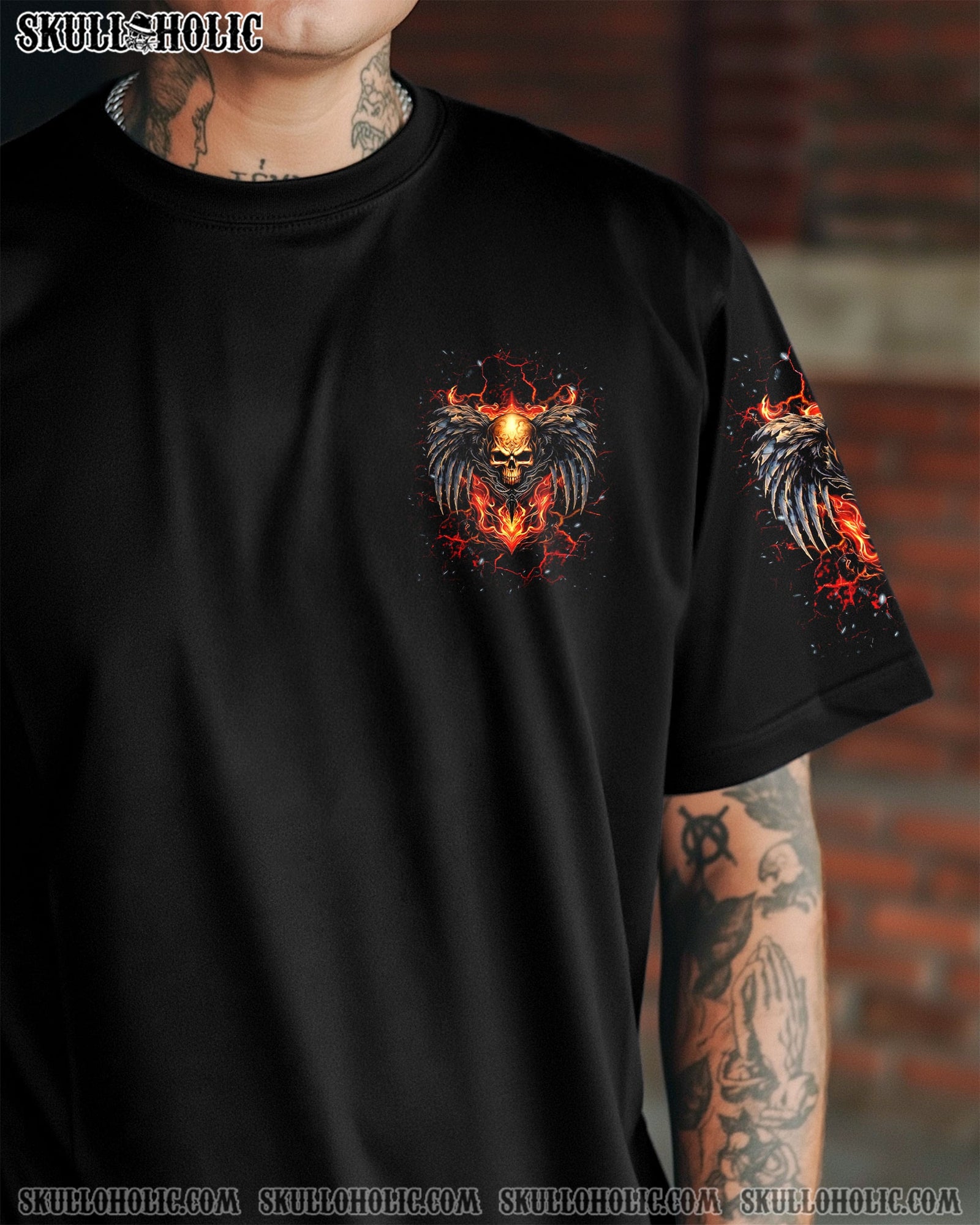 BLISSCORNERS I CAN'T GO TO HELL SKULL WINGS ALL OVER PRINT