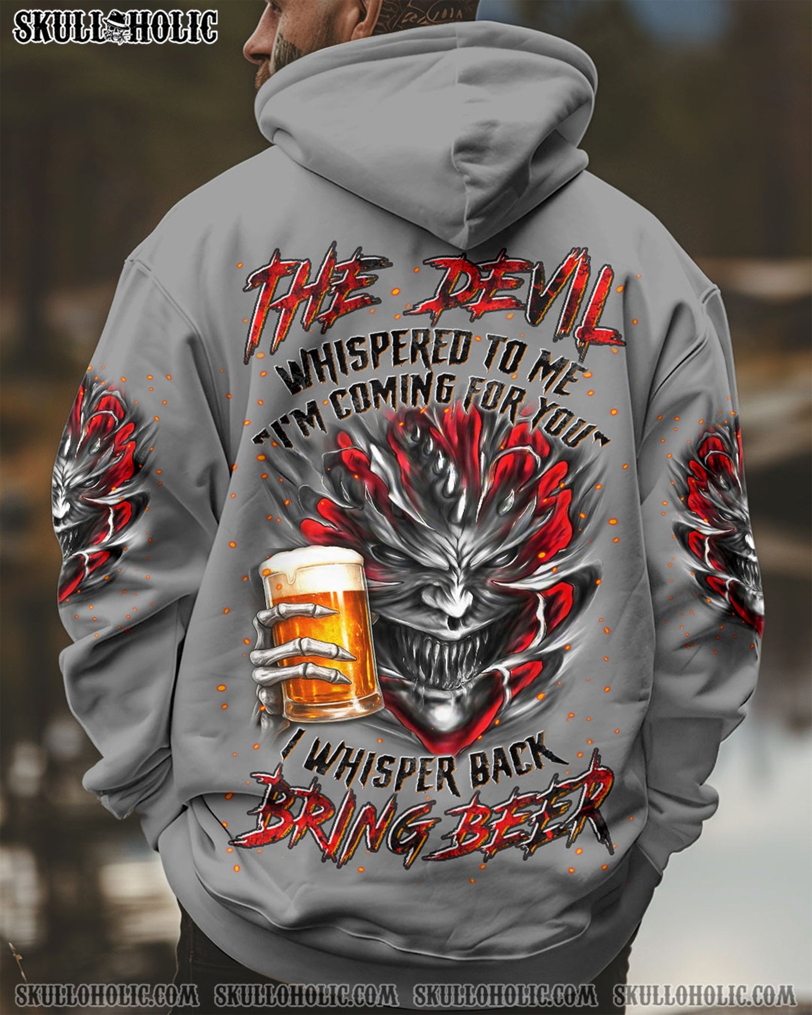 BLISSCORNERS THE DEVIL WHISPERED TO ME BRING BEER SKULL ALL OVER PRINT