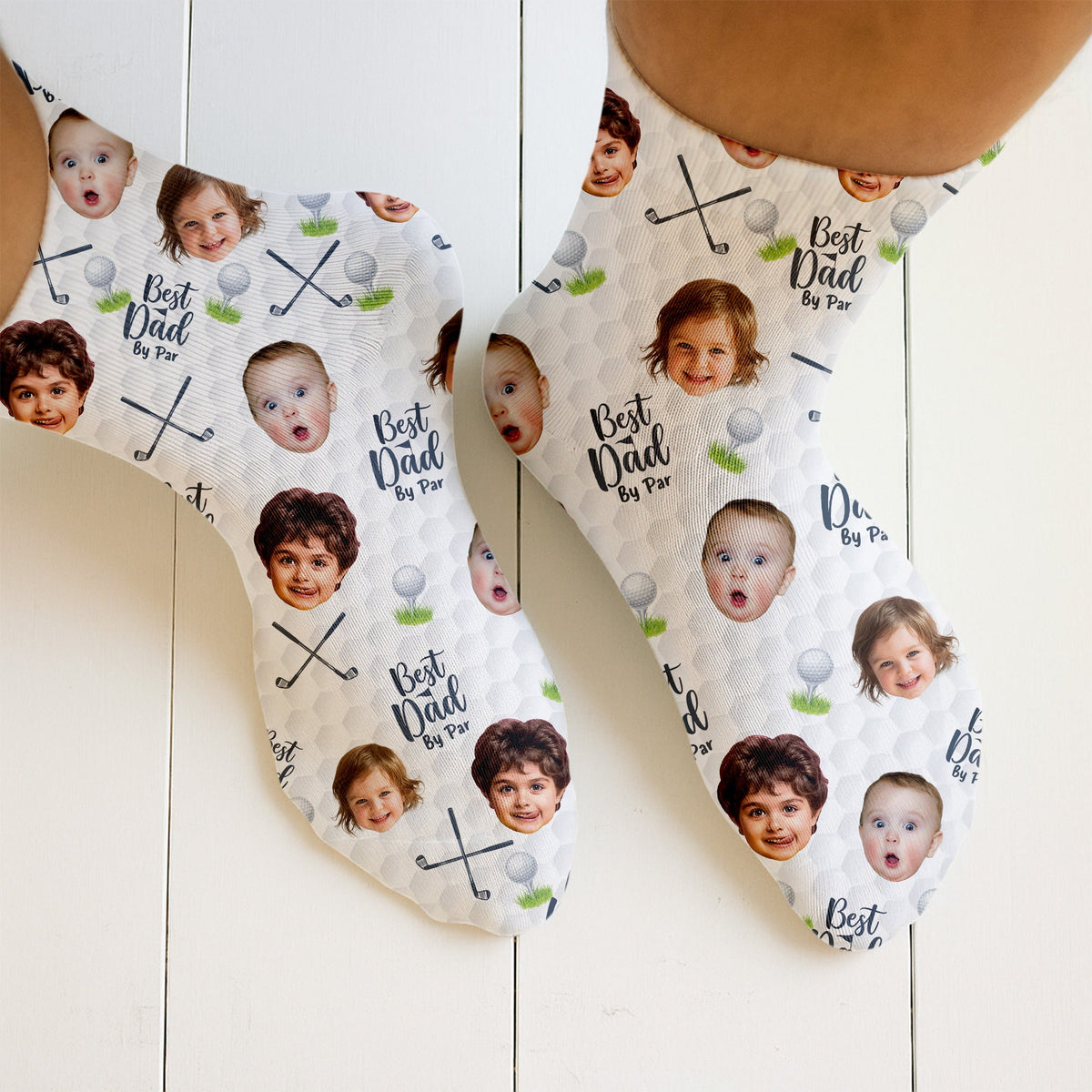 Blisscorners Best Dad By Par Custom Kids Face Socks, Personalized Socks With Photos, Christmas Golf GiftLM2611