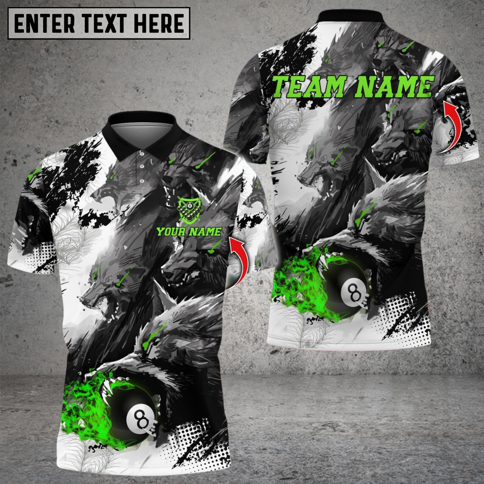 Blisscorners Wolf Billiards 8 Ball Multicolor Customized Name, Team Name 3D Shirt