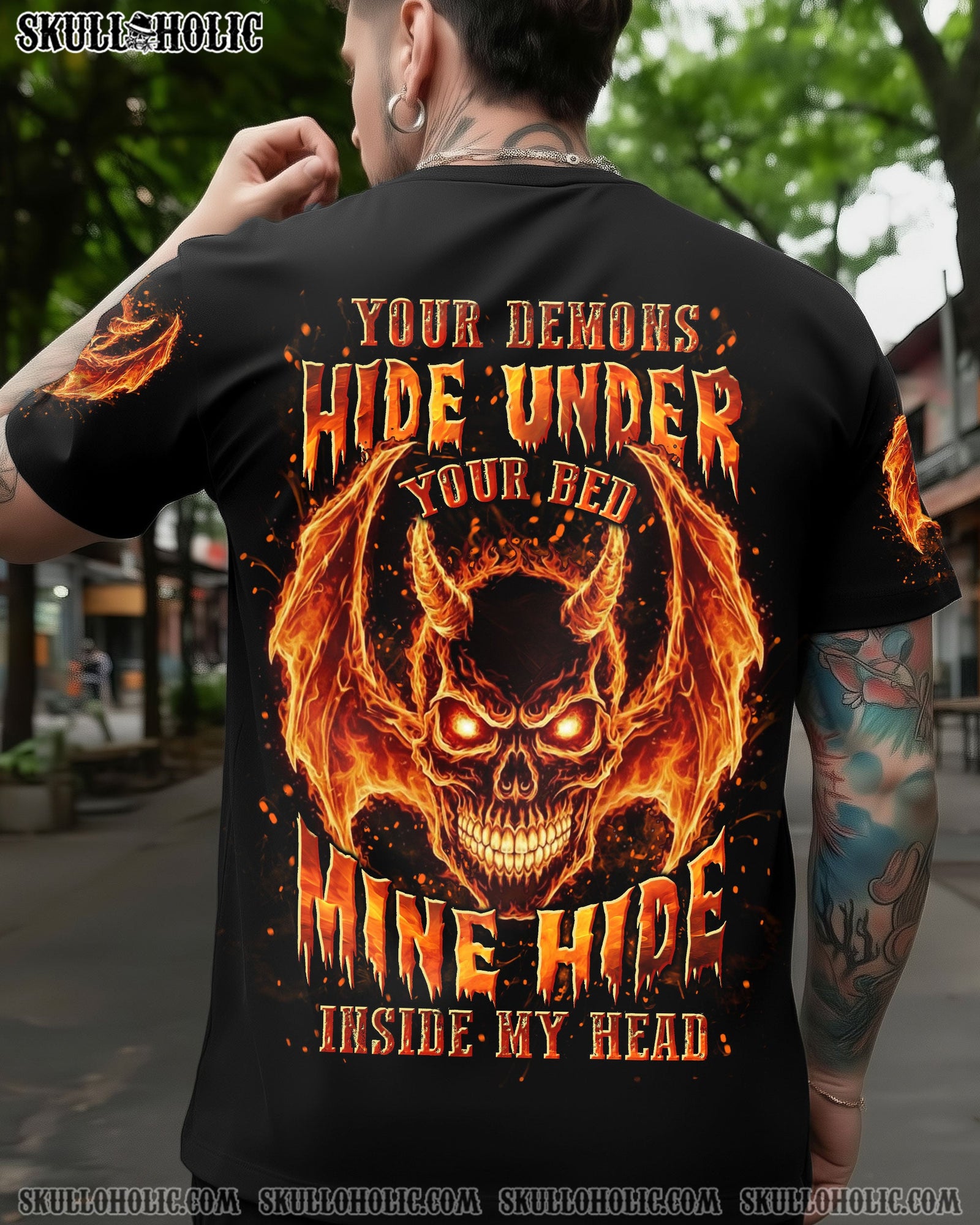 BLISSCORNERS YOUR DEMONS HIDE UNDER YOUR BED SKULL ALL OVER PRINT