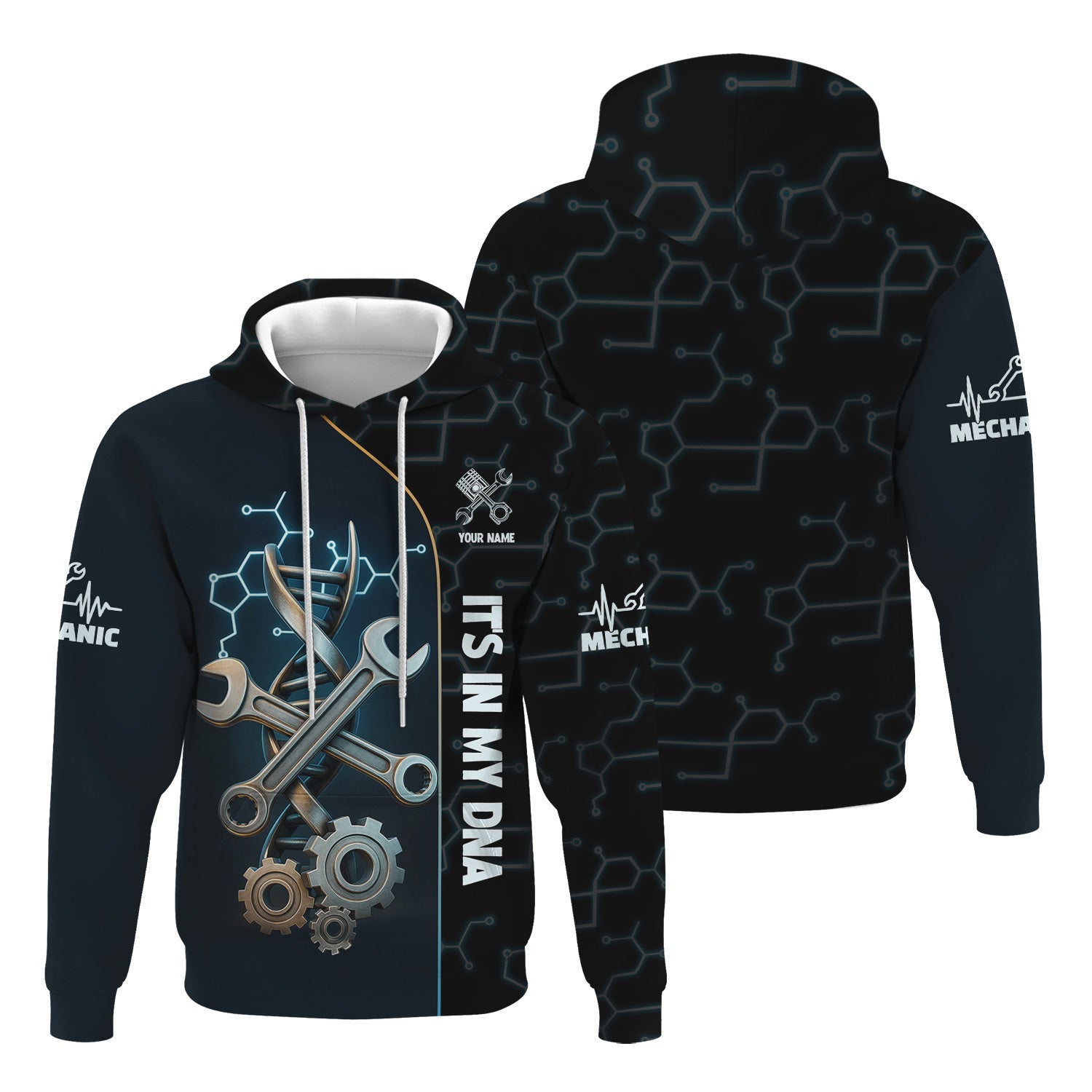Blisscorners Personalized It’s In My DNA Mechanic Shirt, Wrench DNA Design, Perfect Gift For Auto Technicians, Apparel Mechanic Shirt